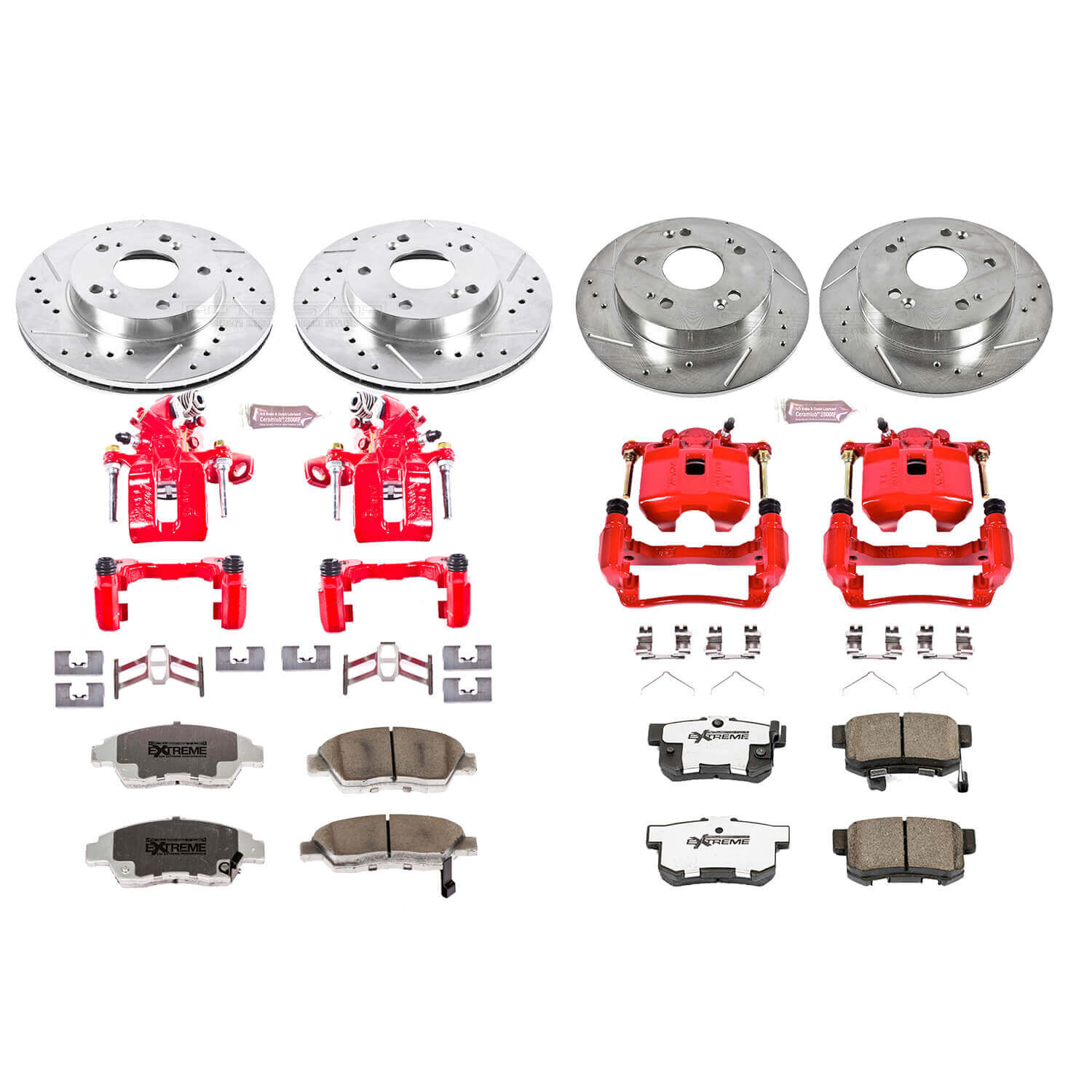 Power Stop KC4276-26 Z26 Extreme Street Warrior 1-Click Brake Kit With Calipers (Front And Rear) for 2009-2011 Honda Civic product image