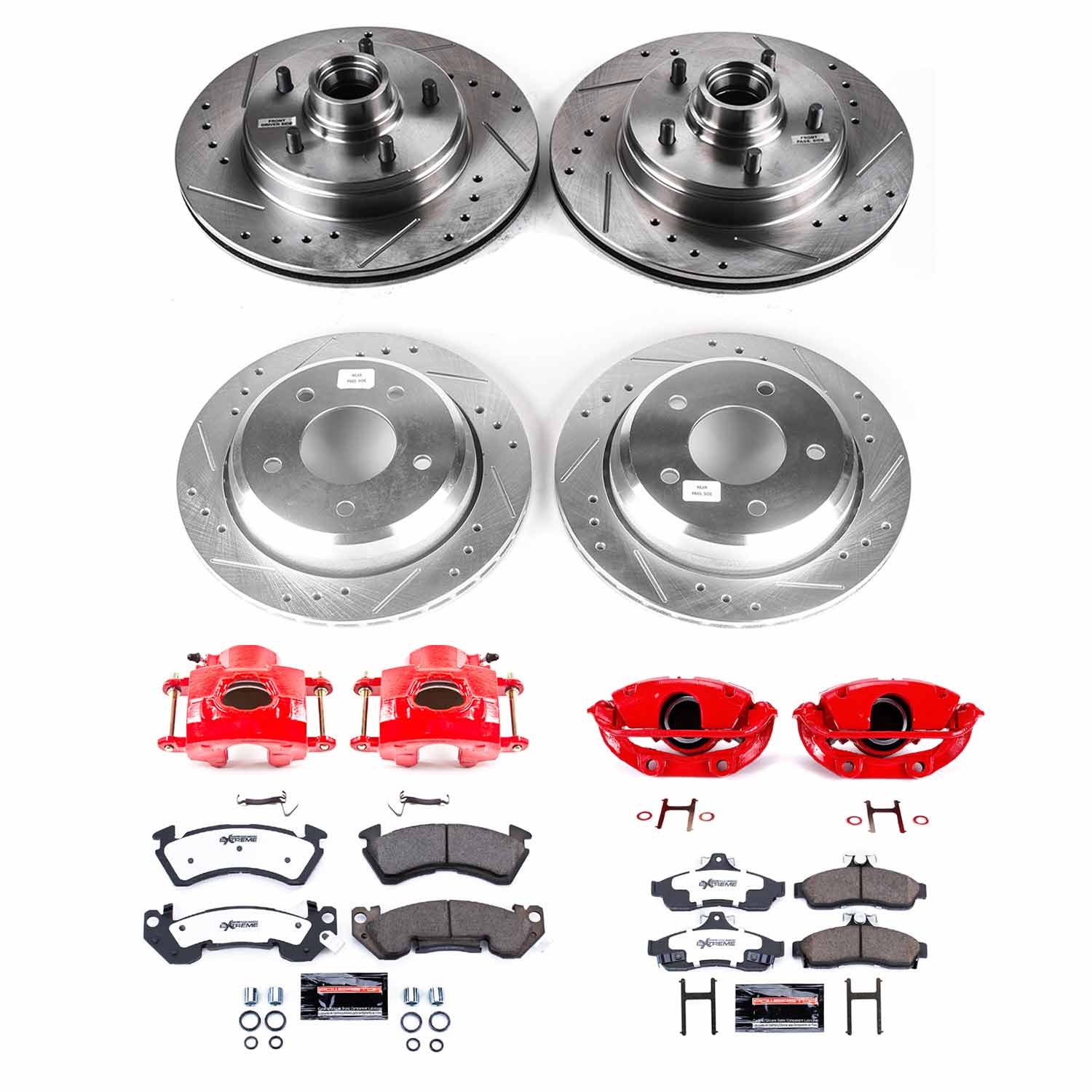 Power Stop KC4338-26 Z26 Street Warrior 1-Click Front And Rear Brake Kit With Calipers for 1994-1996 Chevrolet Impala product image