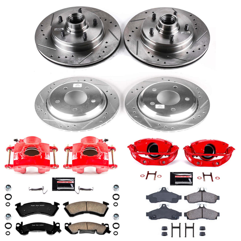 Power Stop KC4338 - Z23 Evolution Sport Performance 1-Click Brake Kit With Calipers (Front And Rear) vehicle fitment brake part