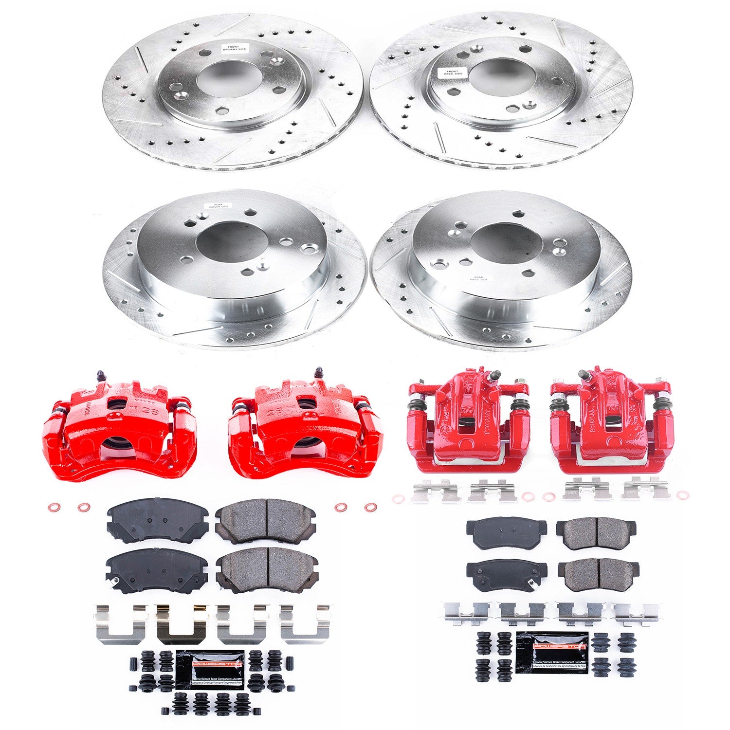 Power Stop KC4448 Z23 Evolution Sport Performance Pad And Rotor Kit With Calipers for 2005-2009 Hyundai Tucson 4 Wheel Drive product image