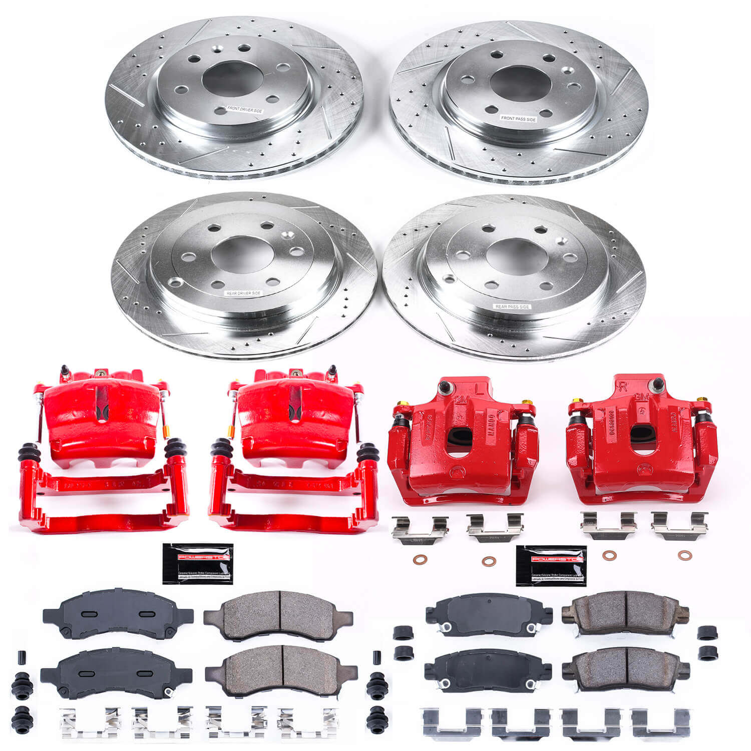 Power Stop KC4466 Z23 Evolution Sport Performance 1-Click Drilled And Slotted Front And Rear Brake Kit With Calipers for 2007-2017 Buick Enclave product image