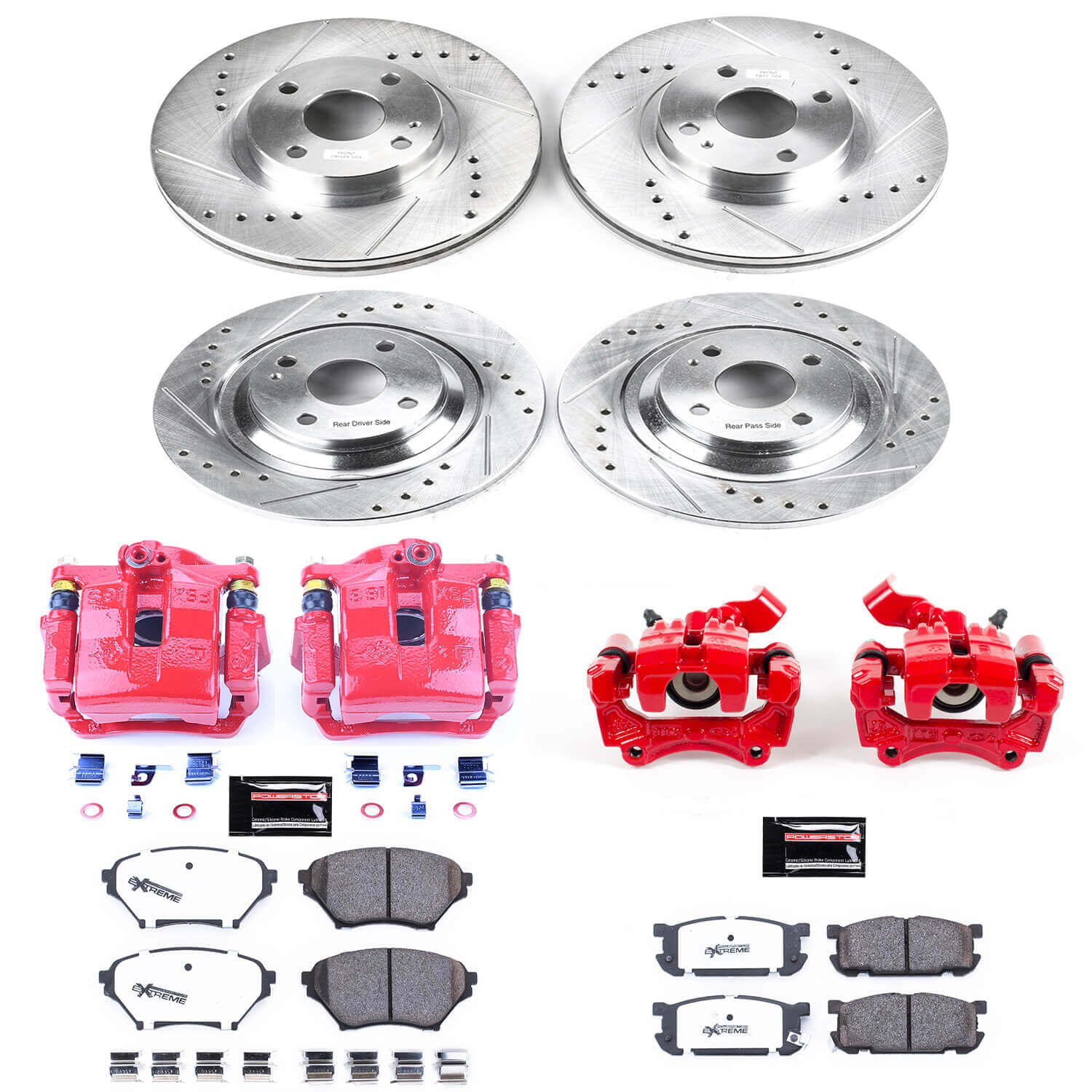 Power Stop KC4468-26 Z26 Extreme Street Warrior 1-Click Brake Kit With Calipers (Front And Rear) for 2001-2005 Mazda Miata / MX-5 product image