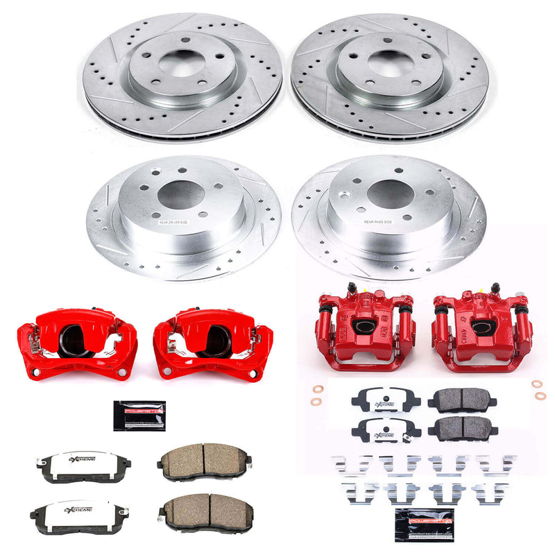 Power Stop KC4475A-26 Z26 Street Warrior 1-Click Front And Rear Brake Kit With Calipers for 2007-2012 Nissan Sentra SE-R product image