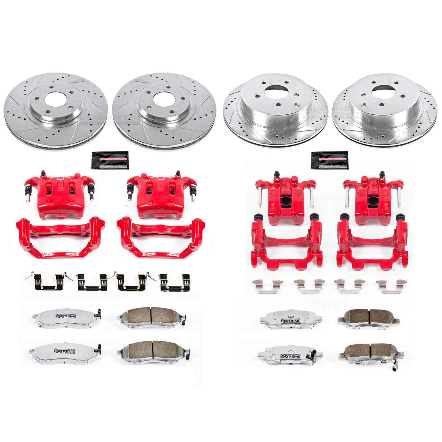 Power Stop KC4476-26 Z26 Street Warrior 1-Click Front And Rear Brake Kit With Calipers for 2011-2014 Nissan Murano Convertible Suv product image