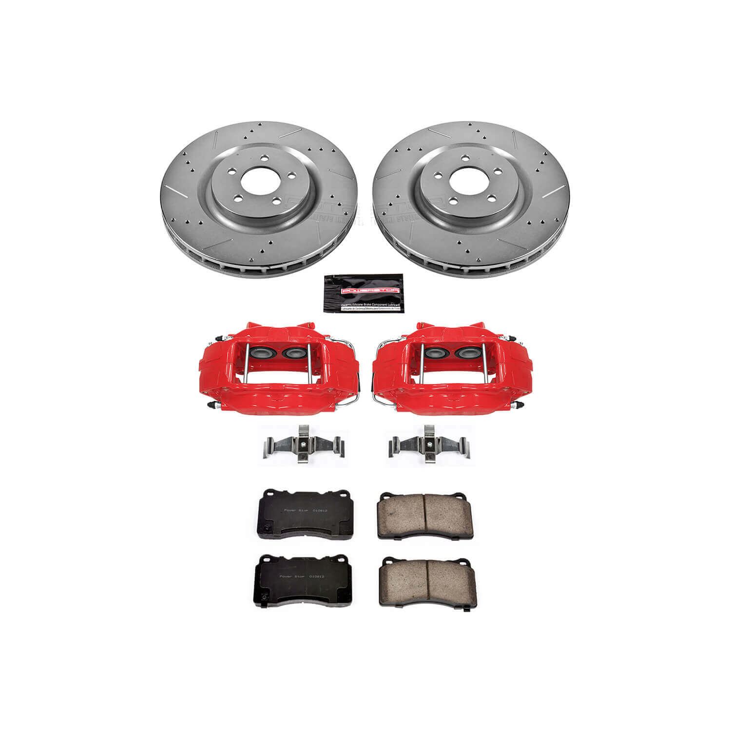 Power Stop KC4547 Z23 Evolution Sport Performance 1-Click Drilled And Slotted Front Brake Kit With Calipers for 2007-2014 Ford Mustang Shelby GT500 product image