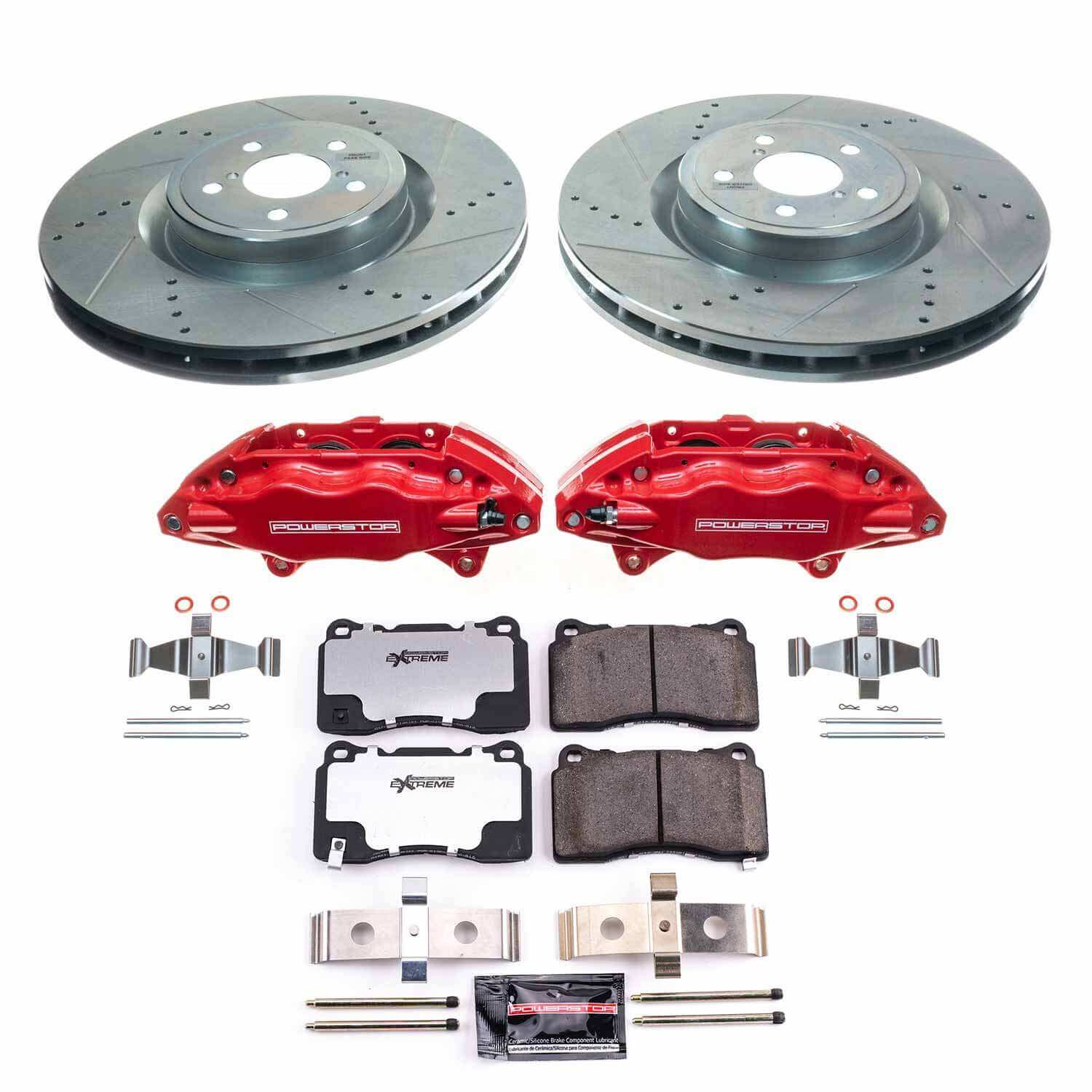 Power Stop KC4549-26 Front Z26 Extreme Street Warrior 1-Click Pad And Rotor Kit With Calipers for 2004 Subaru Impreza WRX STI product image