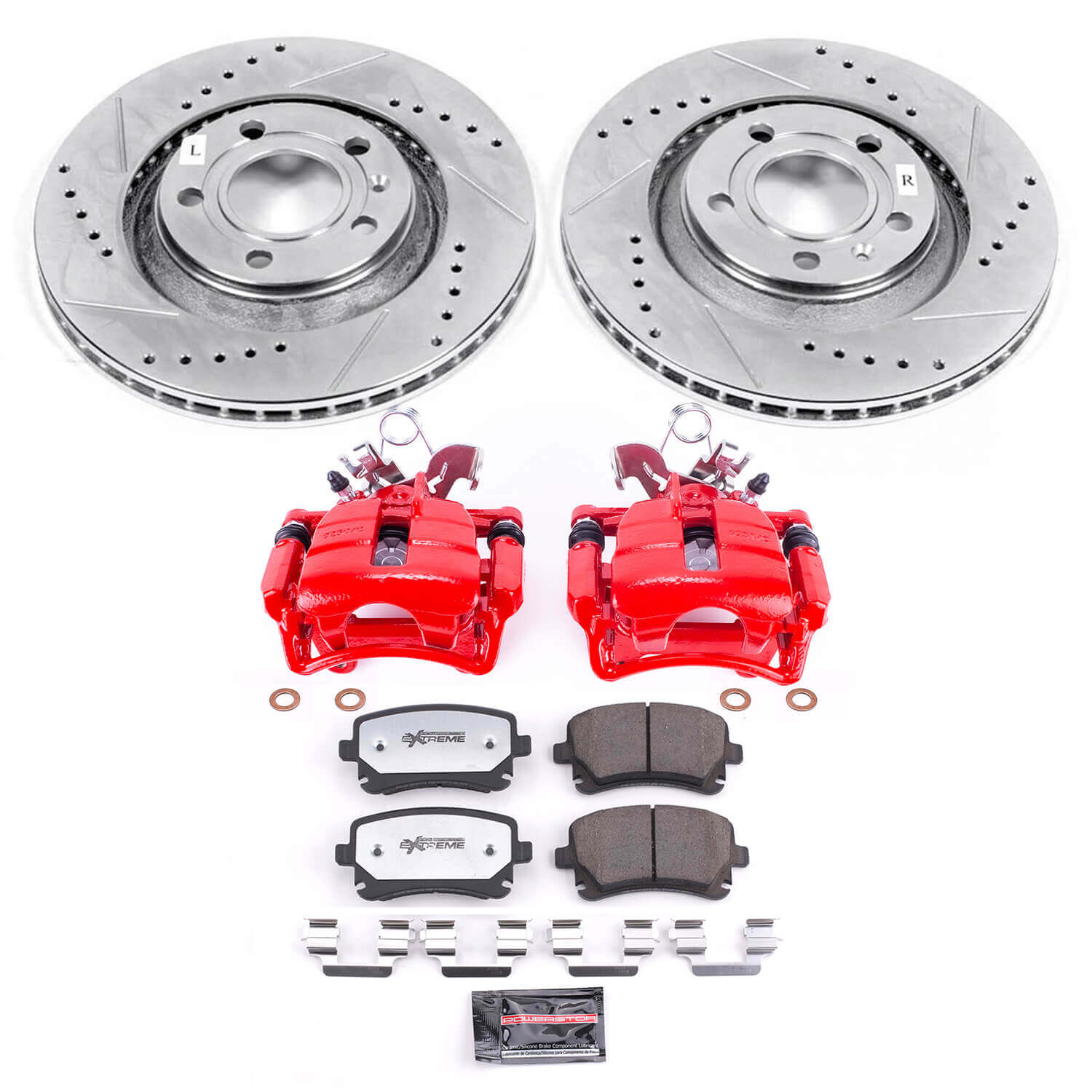 Power Stop KC4564-26 Z26 Street Warrior 1-Click Pad And Rotor Kit With Calipers for 2004-2009 Audi S4 product image