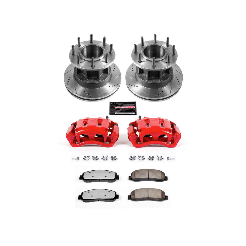 Power Stop KC4597-36 Z36 Extreme Performance Truck And Tow 1-Click Drilled And Slotted Front Brake Kit With Calipers for 2005-2007 Ford F-350 Super Duty product image