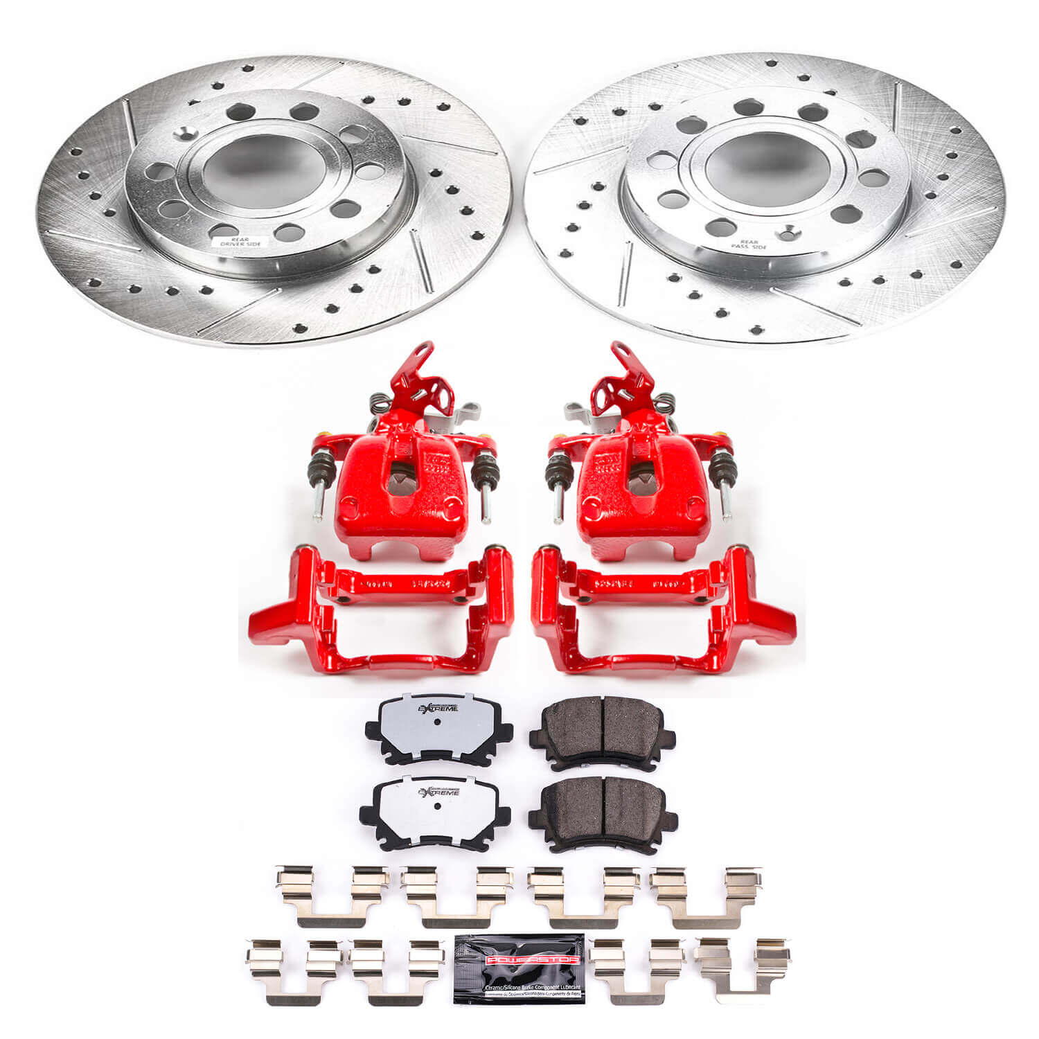 Power Stop KC4627A-26 Z26 Street Warrior 1-Click Rear Brake Kit With Calipers for 2005-2010 Audi A3 product image