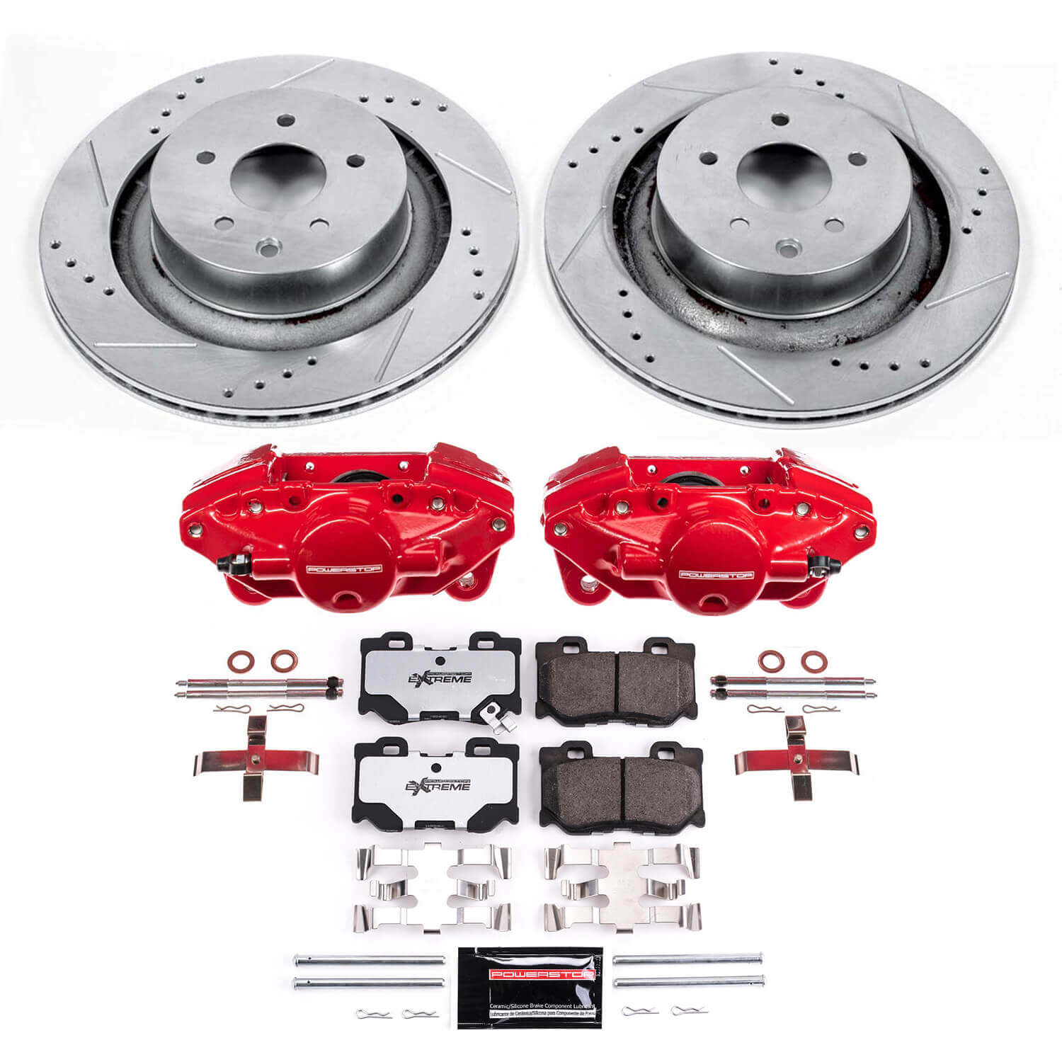 Power Stop KC4732A-26 Rear Z26 Extreme Street Warrior 1-Click Pad And Rotor Kit With Calipers for 2009 Nissan 350Z product image