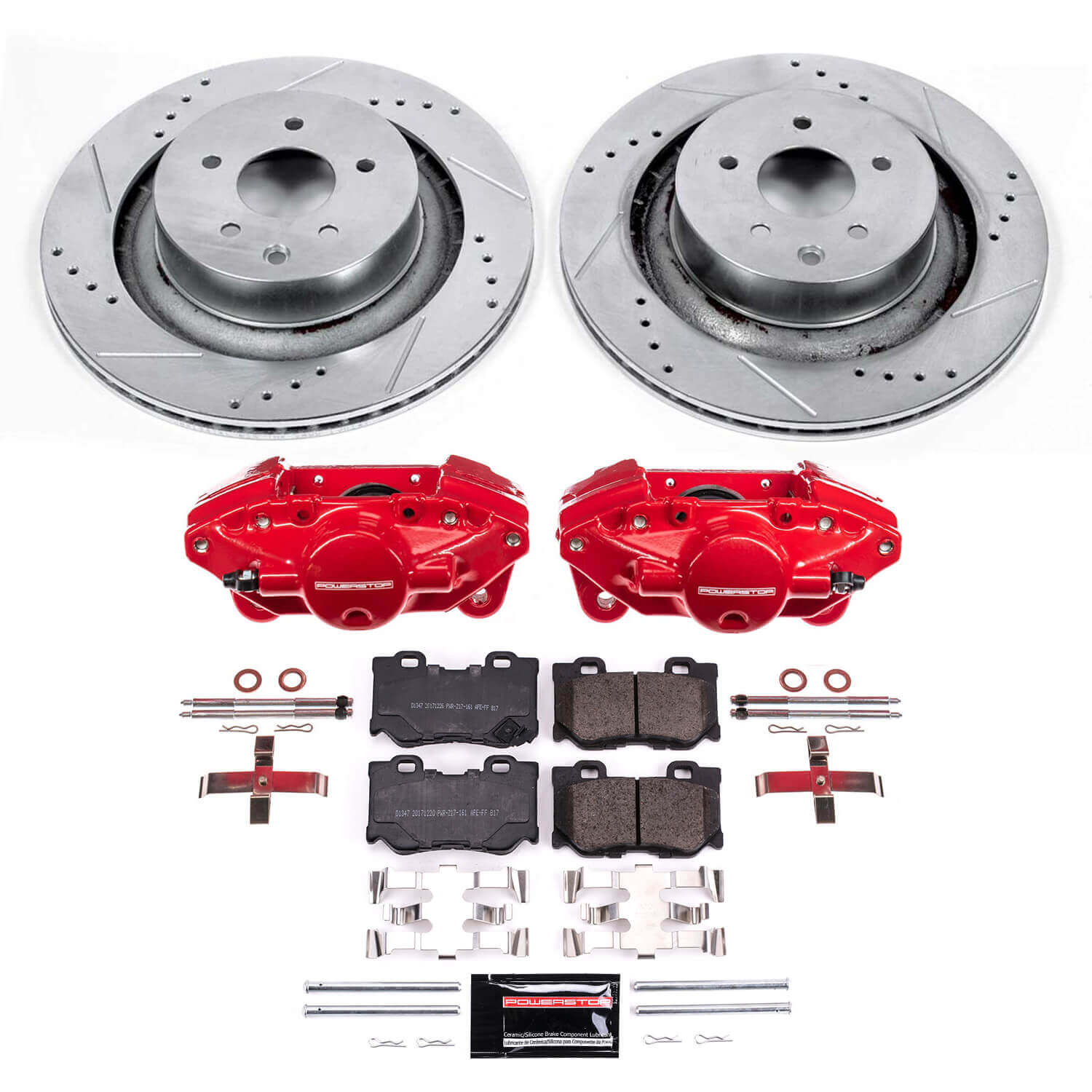 Power Stop KC4732A Rear Z23 Evolution Sport Performance 1-Click Pad And Rotor Kit With Calipers for 2009 Nissan 350Z product image