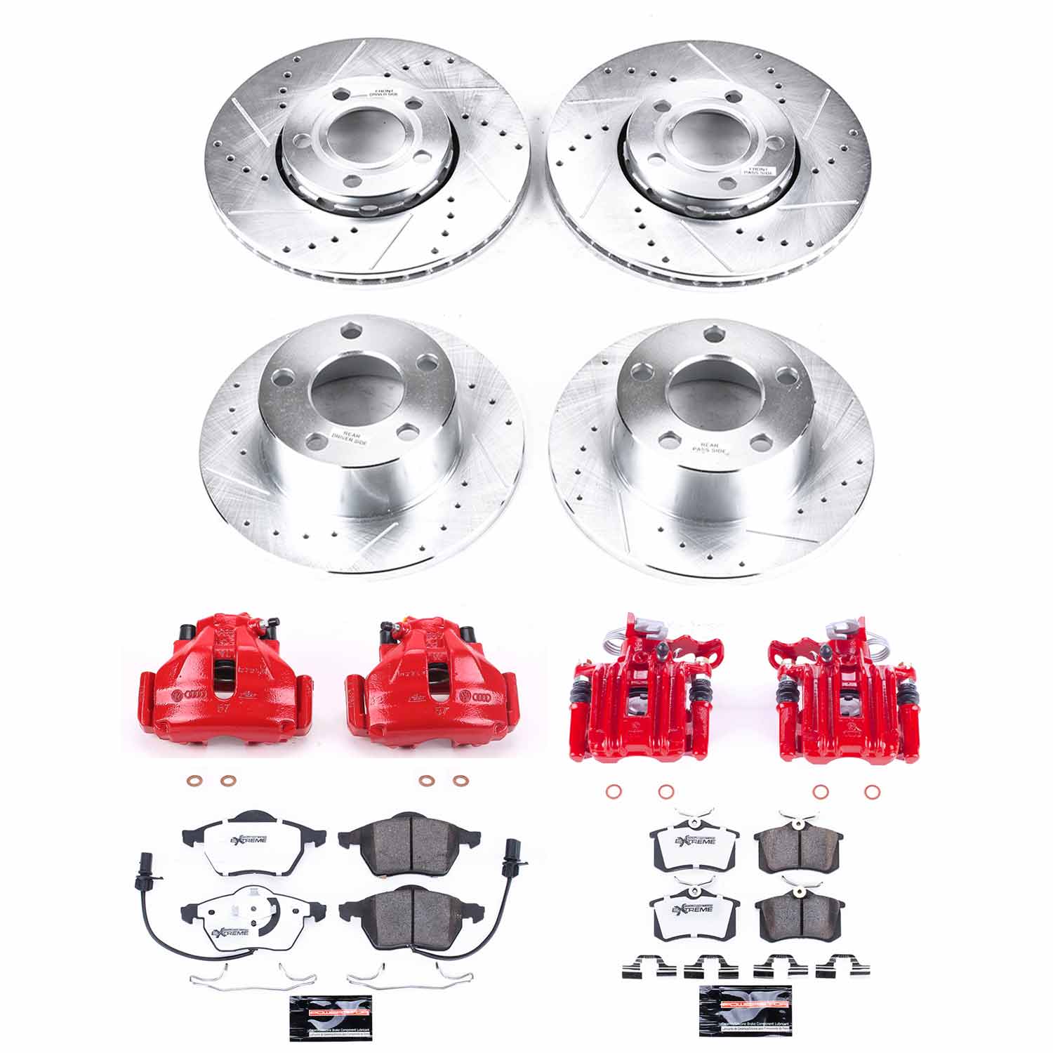 Power Stop KC529-26 Z26 Street Warrior 1-Click Front And Rear Brake Kit With Calipers for 1998-2001 Audi A6 product image