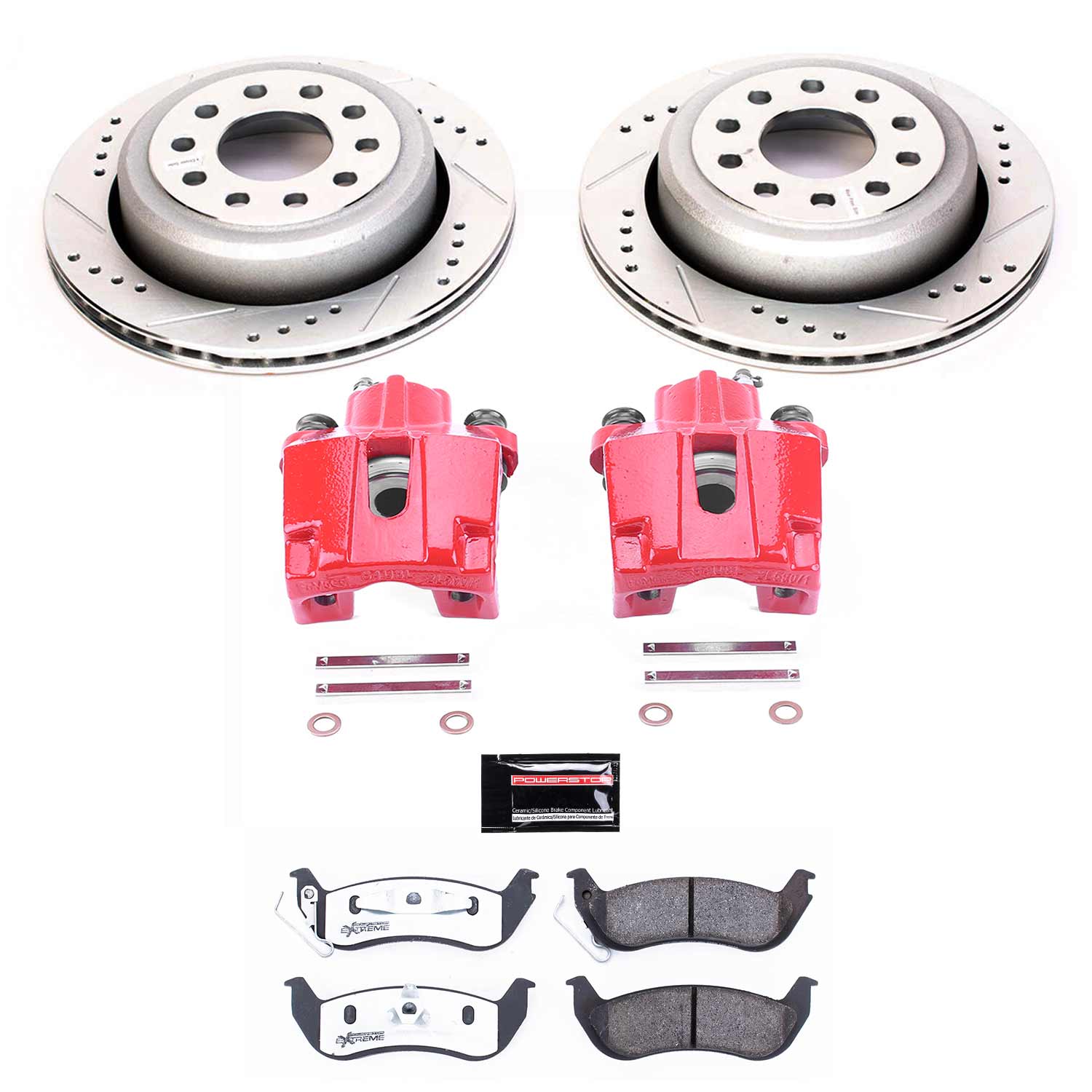 Power Stop KC5293-26 Rear Z26 Extreme Street Warrior 1-Click Pad And Rotor Kit With Calipers for 2003-2011 Lincoln Town Car Sedan (4 Door) product image