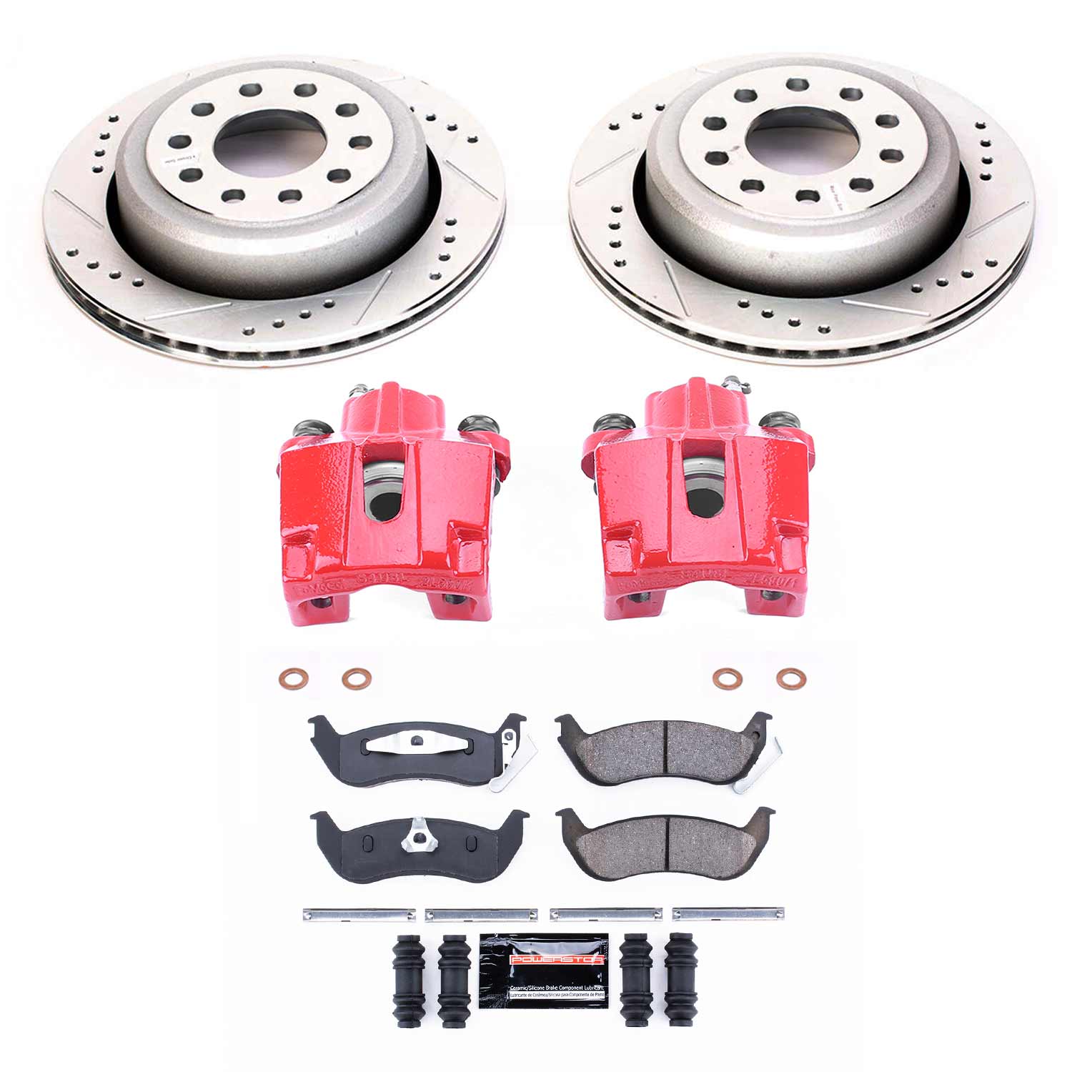 Power Stop KC5293 Rear Z23 Evolution Sport Performance Pad And Rotor Kit With Calipers for 2003-2011 Lincoln Town Car Sedan (4 Door) product image