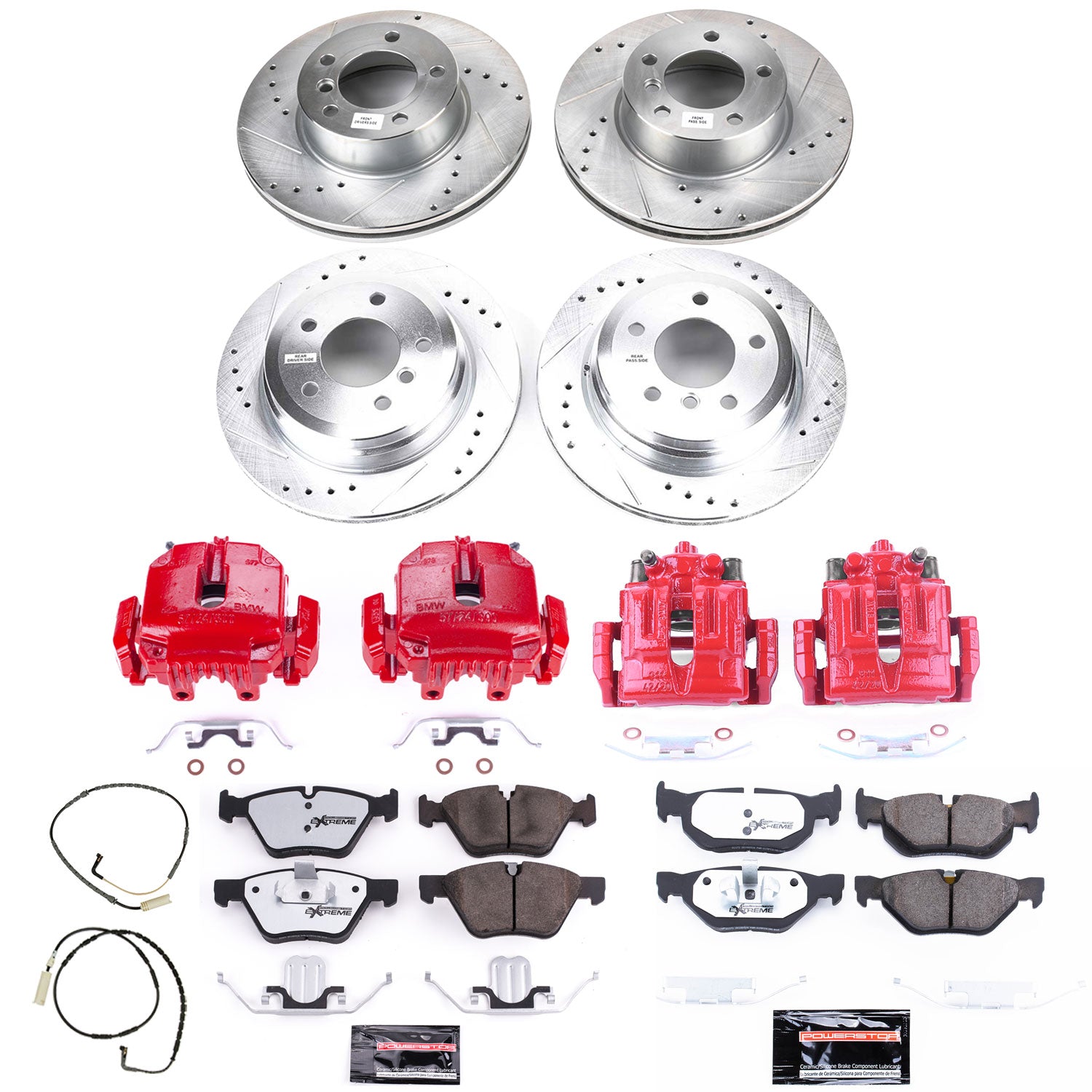 Power Stop KC5357-26 Z26 Street Warrior 1-Click Pad And Rotor Kit With Calipers for 2006 BMW 325Xi product image