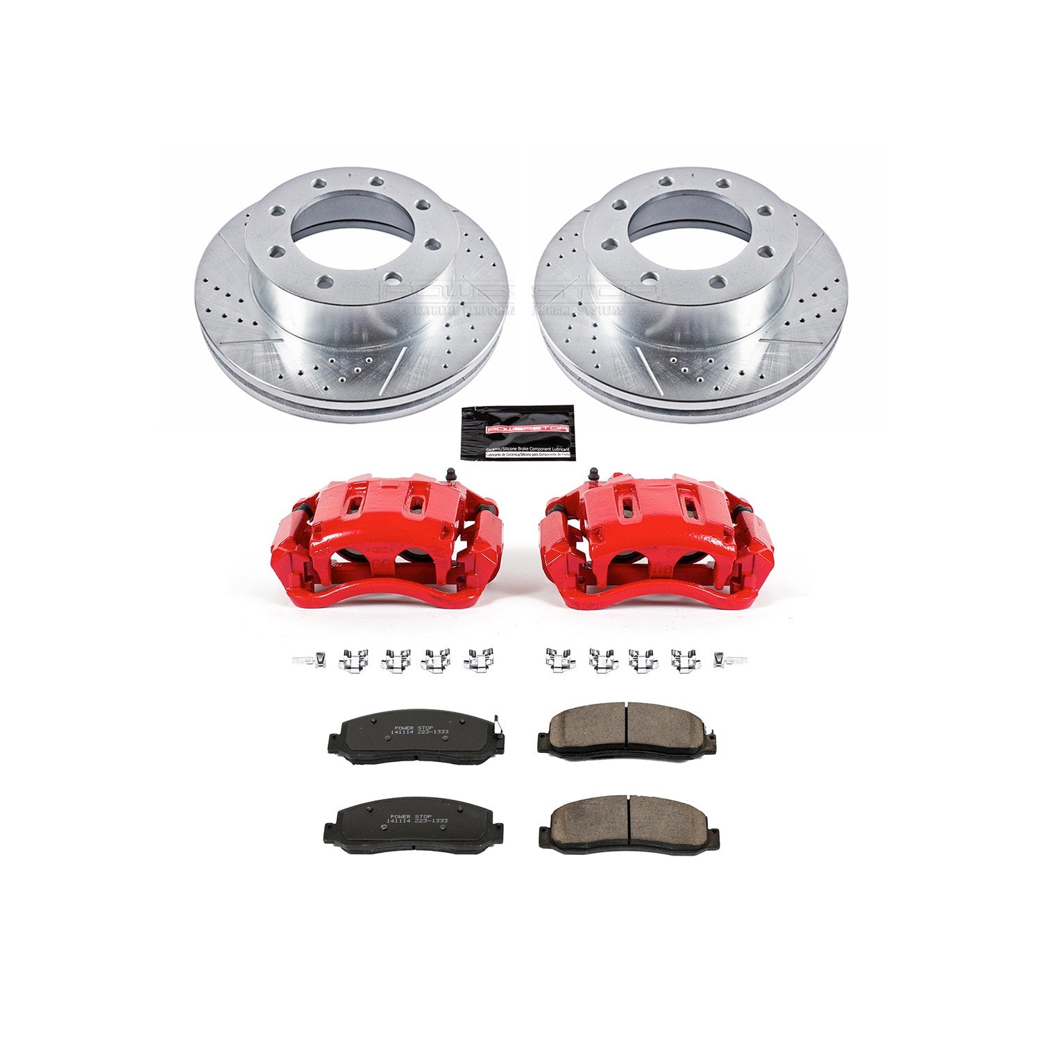 Power Stop KC5412A Z23 Evolution Sport Performance 1-Click Drilled And Slotted Front Brake Kit With Calipers for 2011 Ford F-350 Super Duty 4 product image
