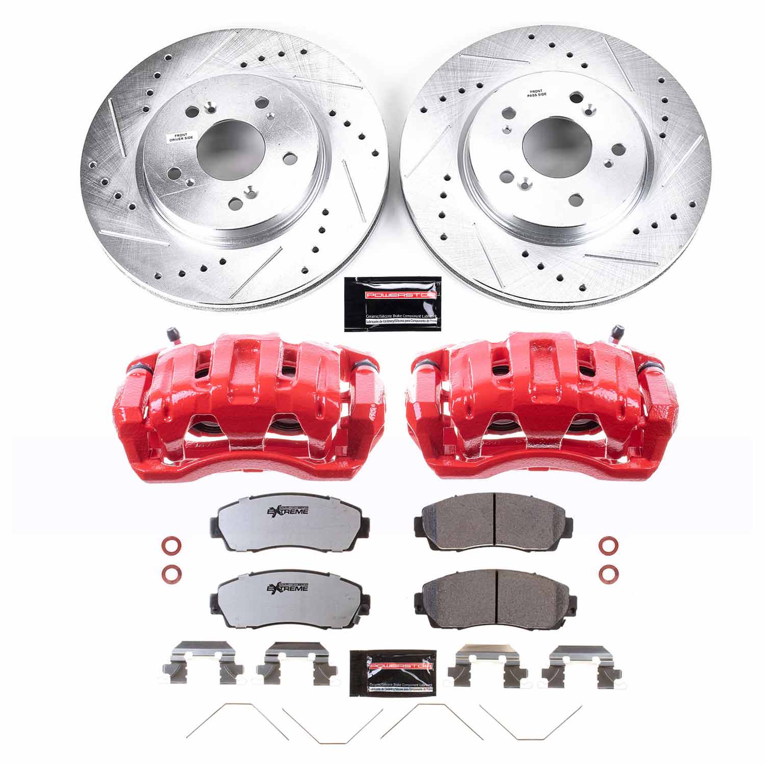 Power Stop KC5432-26 Front Z26 Extreme Street Warrior 1-Click Pad And Rotor Kit With Calipers for 2011 Honda Accord Crosstour All Wheel Drive product image