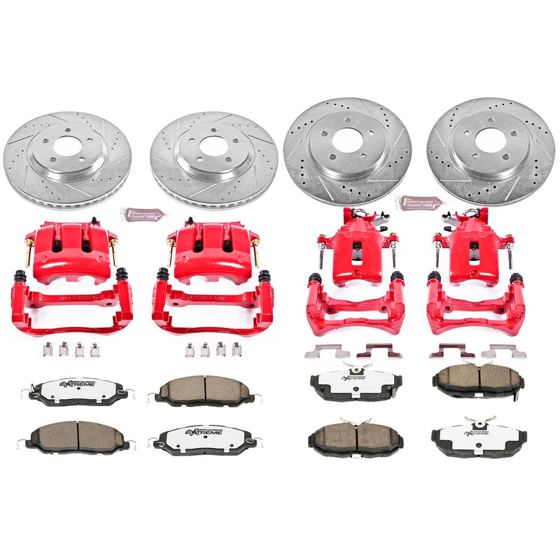 Power Stop KC5450-26 Z26 Extreme Street Warrior 1-Click Brake Kit With Calipers (Front And Rear) for 2011-2014 Ford Mustang product image