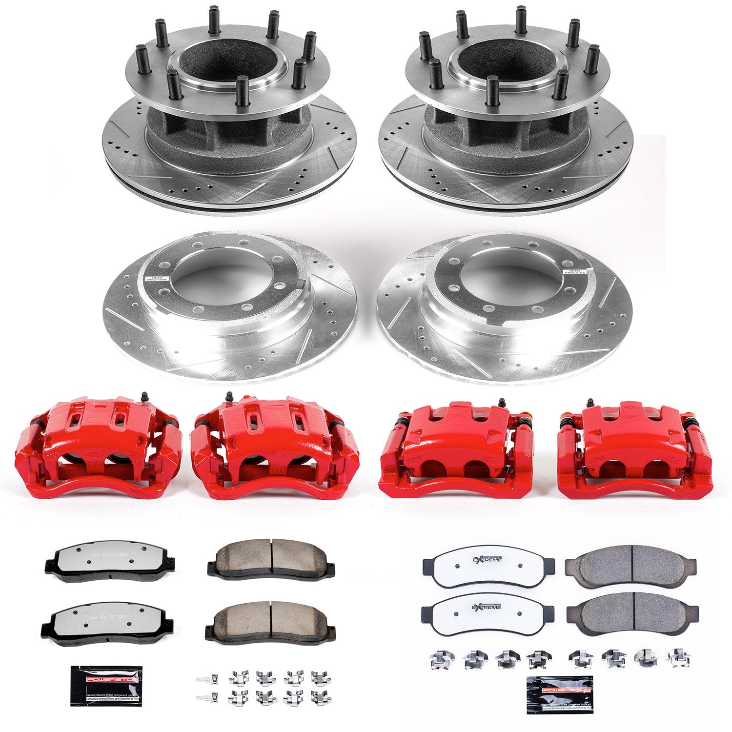 Power Stop KC5517-36 Z36 Extreme Performance Truck And Tow 1-Click Drilled And Slotted Front And Rear Brake Kit With Calipers for 2010-2011 Ford F-350 Super Duty product image