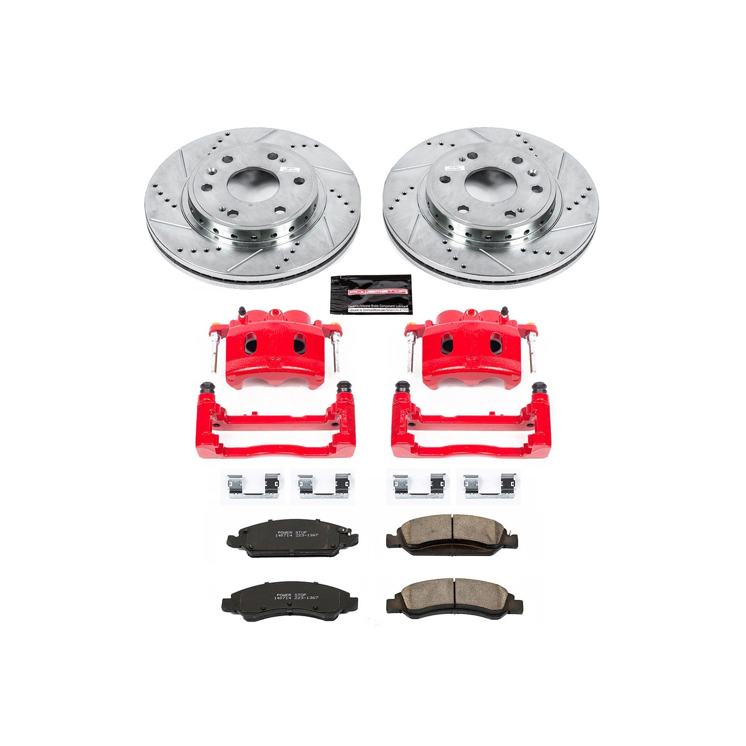 Power Stop KC5519 Z23 Evolution Sport Performance 1-Click Drilled And Slotted Front Brake Kit With Calipers for 2008-2020 Chevrolet Tahoe Ppv product image