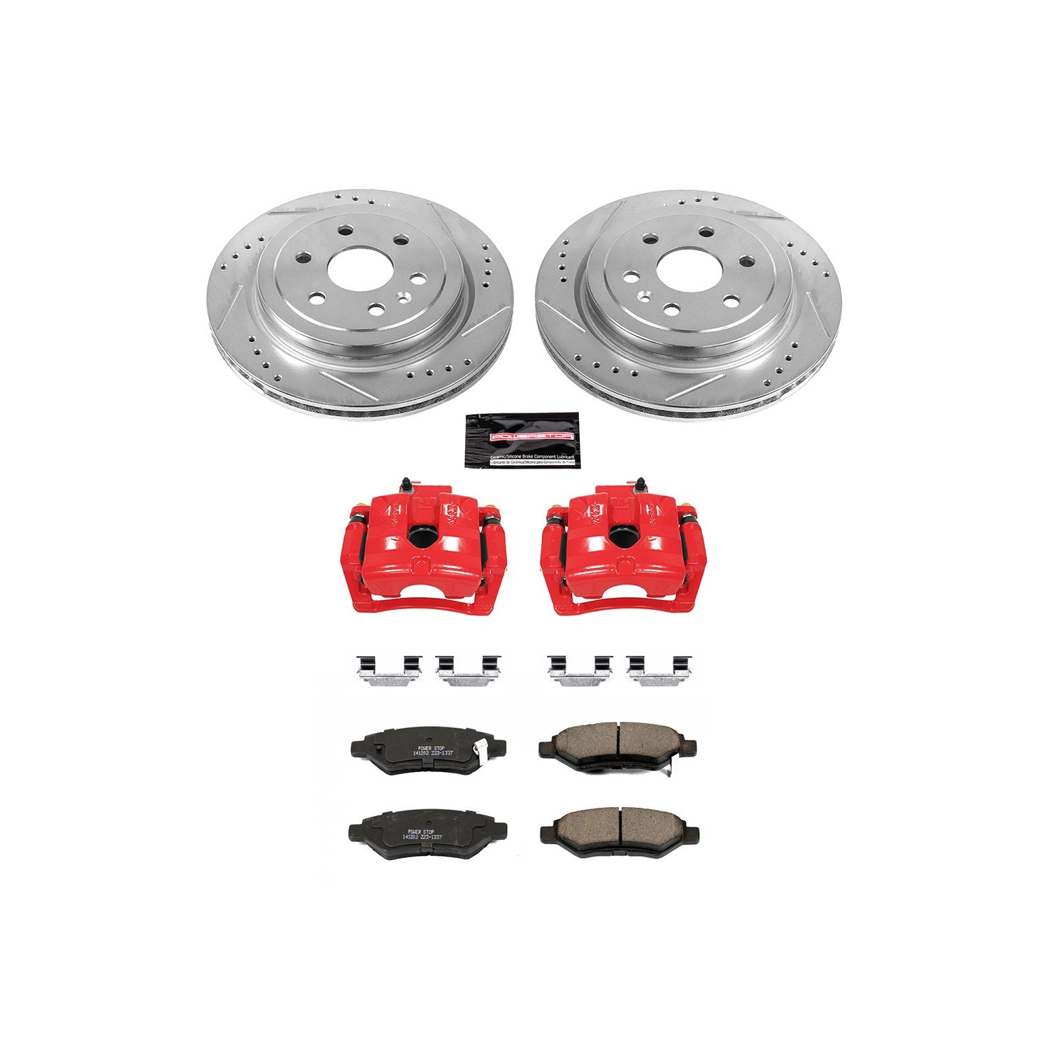 Power Stop KC5543 - Z23 Evolution Sport Performance 1-Click Drilled And Slotted Rear Brake Kit With Calipers vehicle fitment brake part