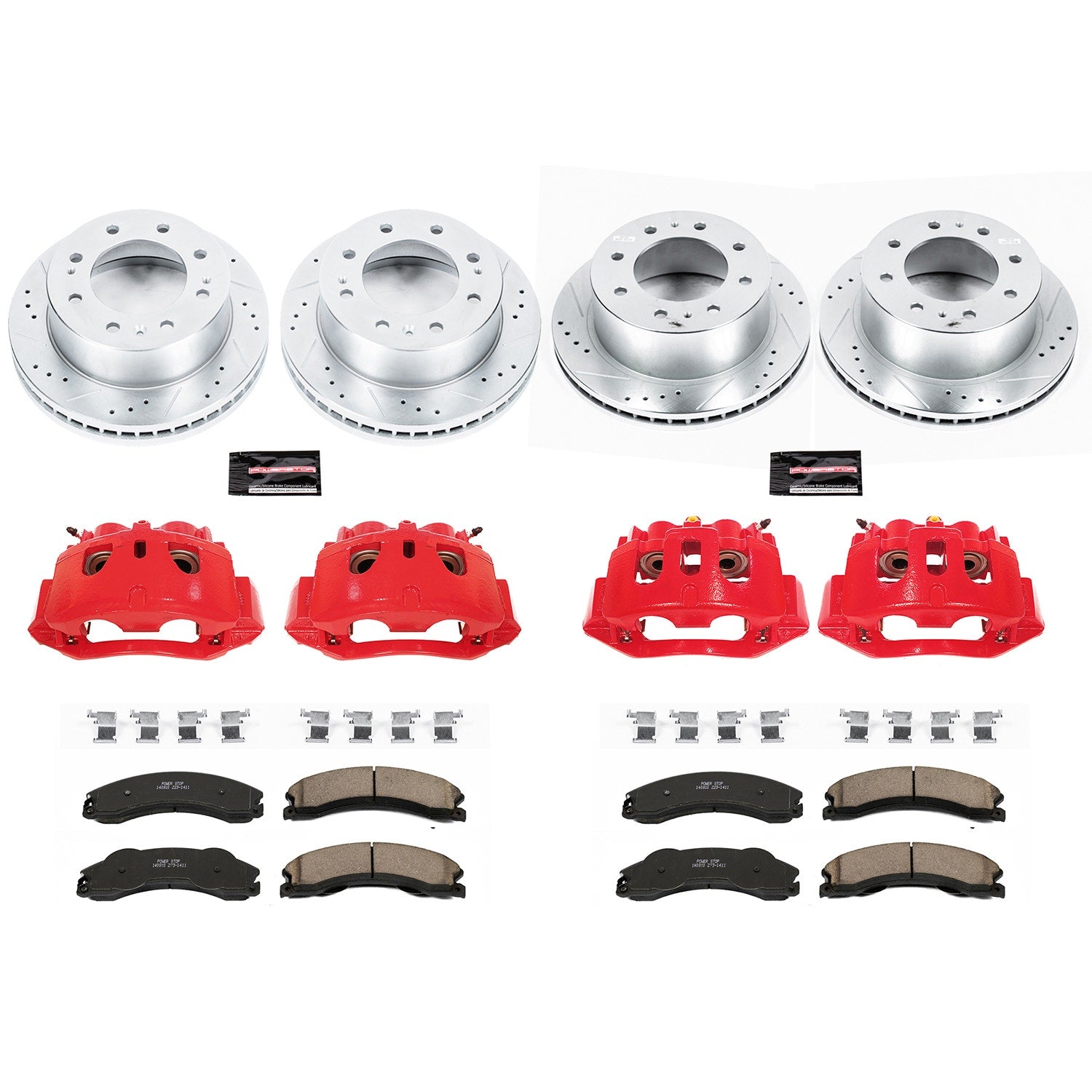 Power Stop KC5561 Z23 Evolution Sport Performance 1-Click Drilled And Slotted Front And Rear Brake Kit With Calipers for 2011 Chevrolet Silverado 2500 Hd product image