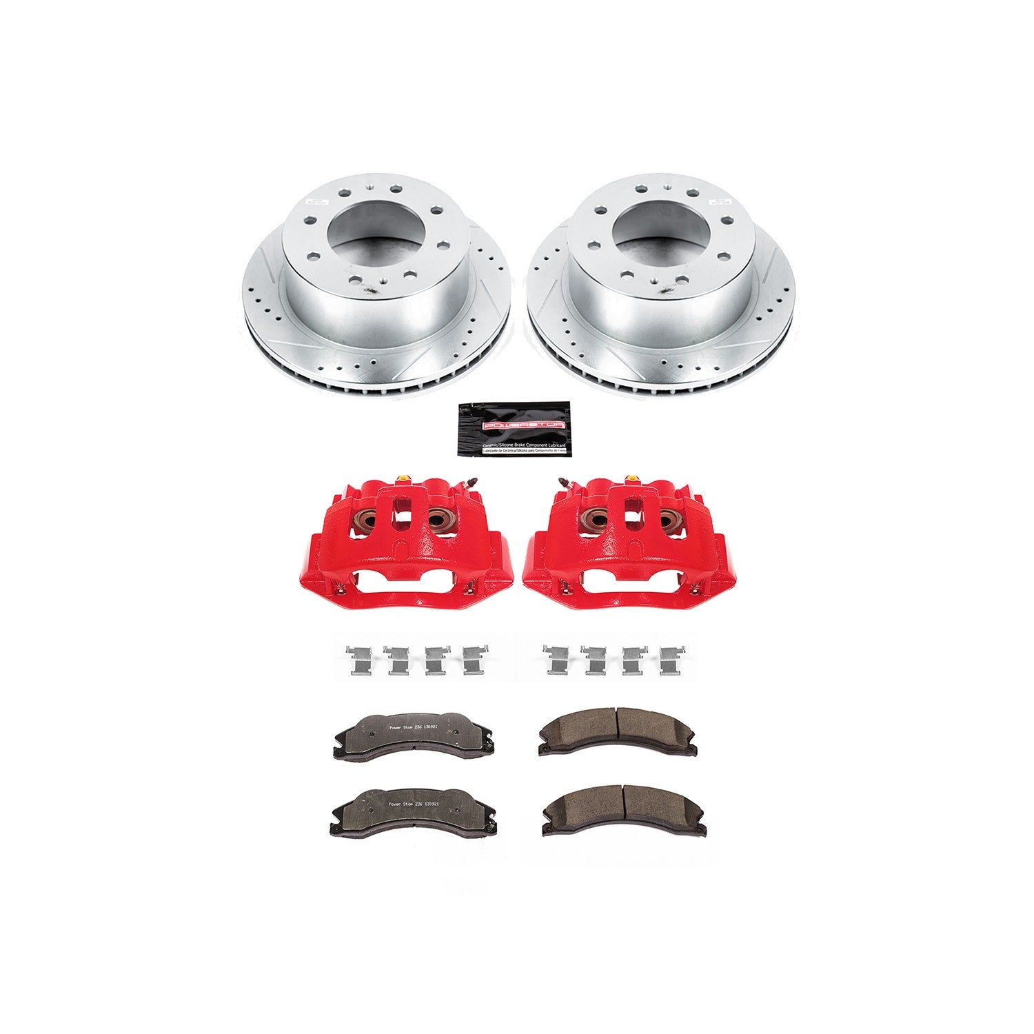 Power Stop KC5563-36 Z36 Extreme Performance Truck And Tow 1-Click Drilled And Slotted Rear Brake Kit With Calipers for 2011-2019 Chevrolet Silverado 2500 Hd product image