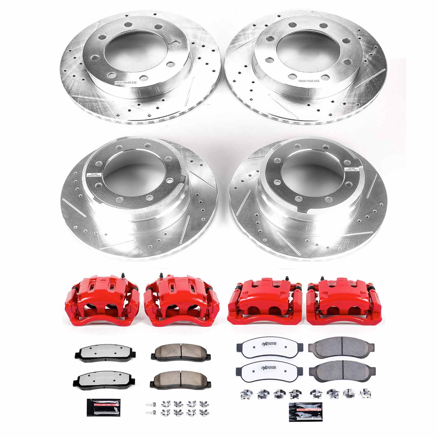 Power Stop KC5574-36 Z36 Extreme Performance Truck And Tow 1-Click Drilled And Slotted Front And Rear Brake Kit With Calipers for 2010-2012 Ford F-350 Super Duty Cabela's product image