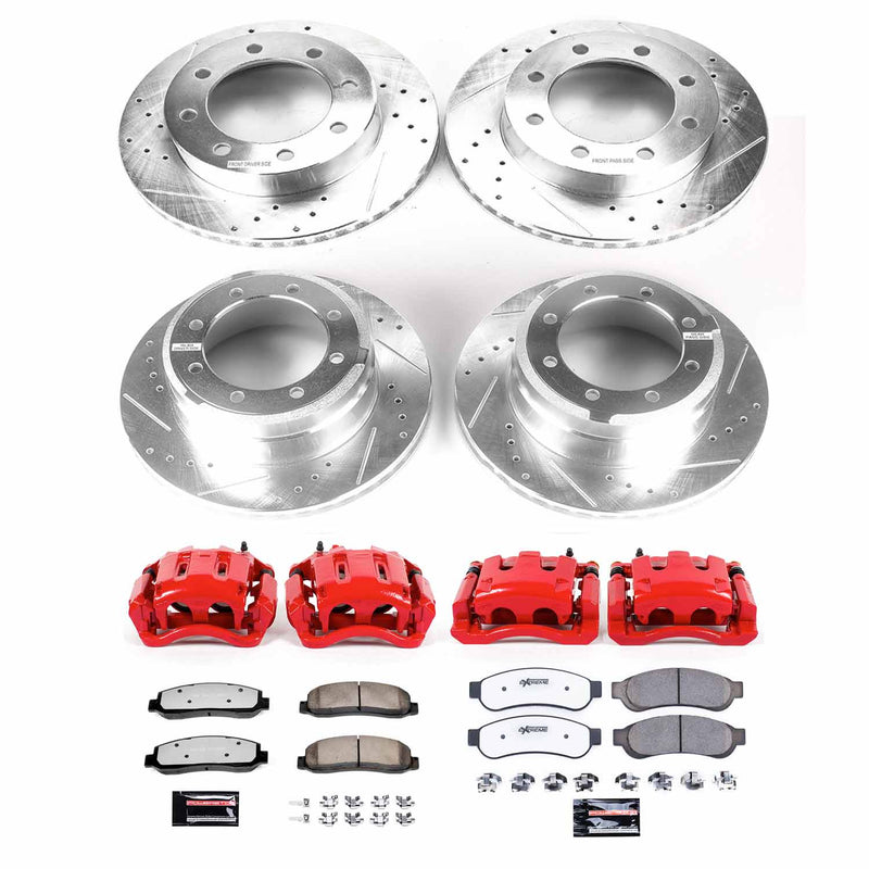 Power Stop KC5574-36 Z36 Extreme Performance Truck And Tow 1-Click Drilled And Slotted Front And Rear Brake Kit With Calipers for 2010-2012 Ford F-350 Super Duty Cabela's product image