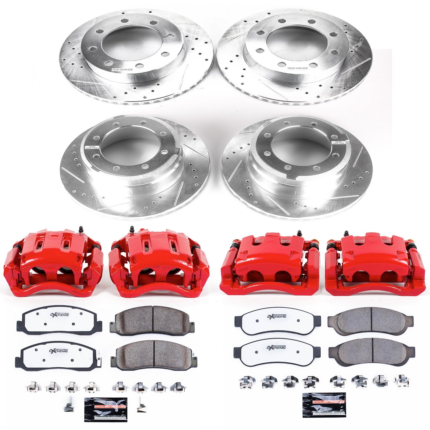 Power Stop KC5576-36 Z36 Extreme Performance Truck And Tow 1-Click Drilled And Slotted Front And Rear Brake Kit With Calipers for 2011 Ford F-350 Super Duty 4 product image