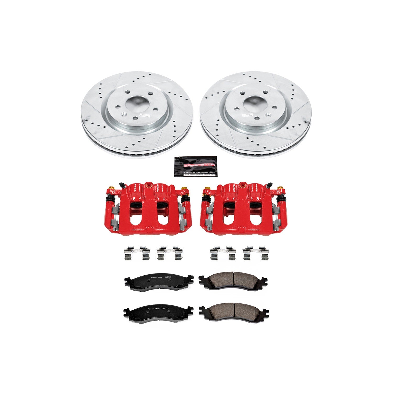 Power Stop KC5581 Z23 Evolution Sport Performance 1-Click Drilled And Slotted Front Brake Kit With Calipers for 2011-2012 Ford Taurus Sho product image