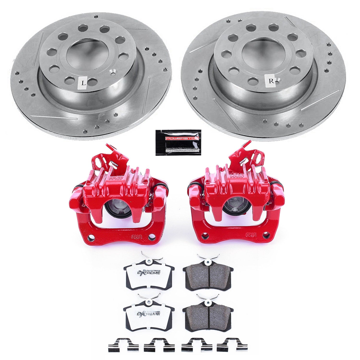 Power Stop KC5671-26 Z26 Street Warrior 1-Click Rear Brake Kit With Calipers for 2010-2013 Audi A3 TDI product image