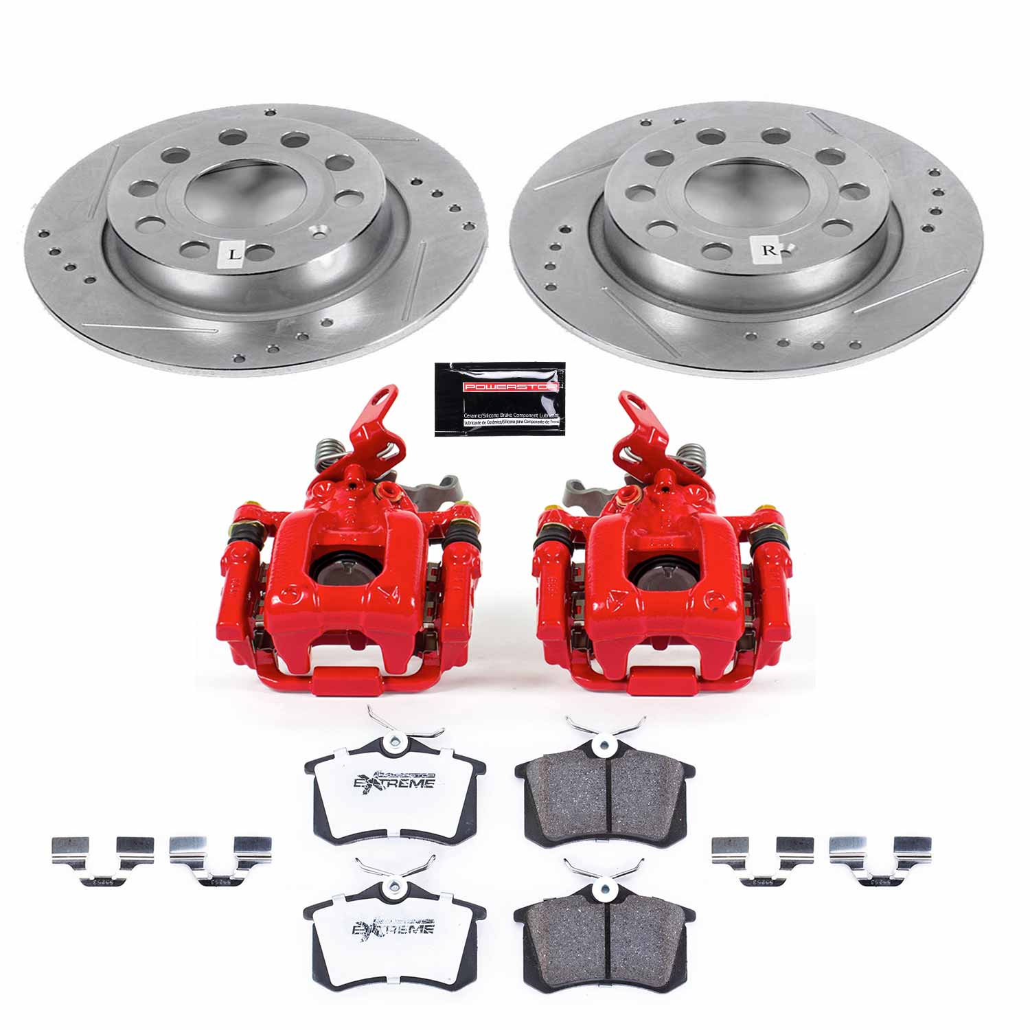 Power Stop KC5671A-26 Rear Z26 Street Warrior 1-Click Pad And Rotor Kit With Calipers for 2013-2017 Volkswagen Beetle product image