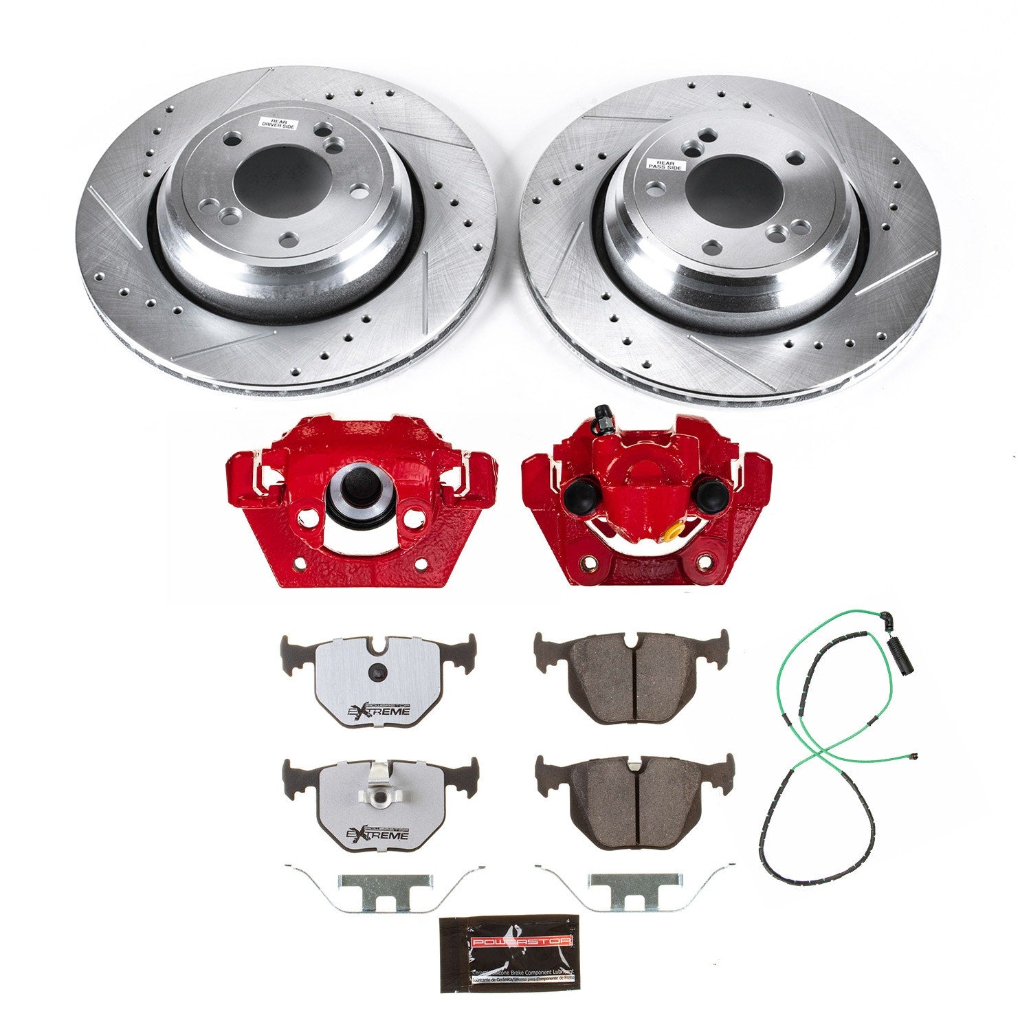 Power Stop KC5732A-26 Rear Z26 Extreme Street Warrior 1-Click Pad And Rotor Kit With Calipers for 2001-2006 BMW M3 product image