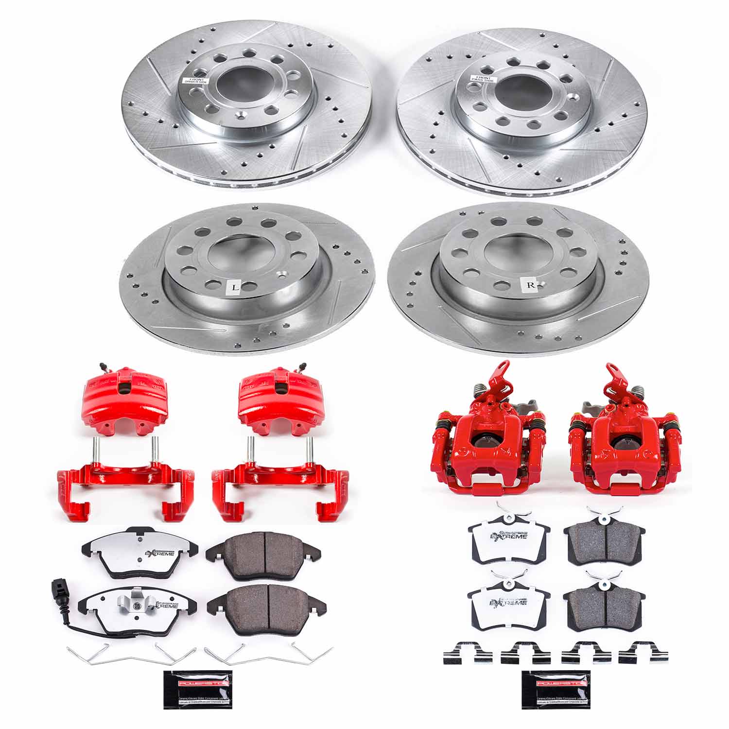 Power Stop KC5749A-26 Front And Rear Z26 Street Warrior 1-Click Pad And Rotor Kit With Calipers for 2013 Volkswagen Beetle product image