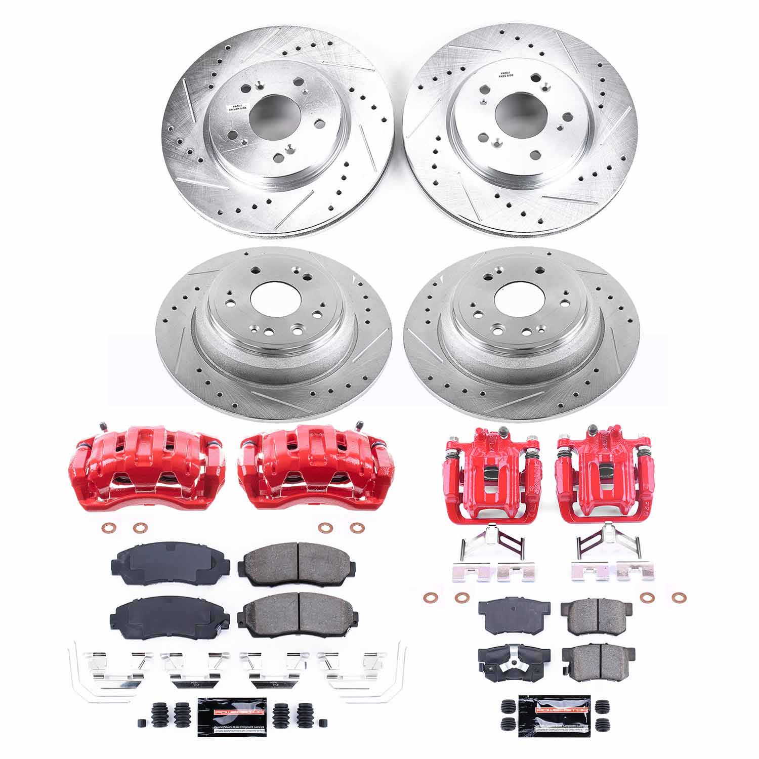 Power Stop KC5816 Front And Rear Z23 Evolution Sport Performance 1-Click Pad And Rotor Kit With Calipers for 2011 Honda Accord Crosstour All Wheel Drive product image