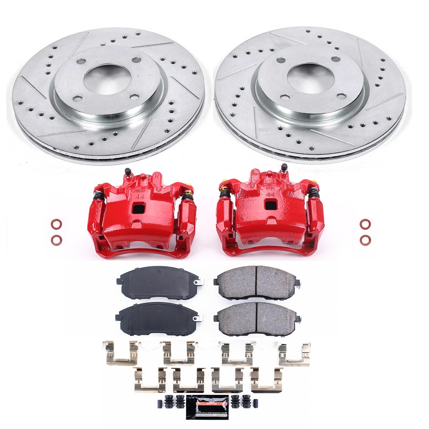 Power Stop KC5817B Z23 Evolution Sport Performance Pad And Rotor Kit With Calipers for 2007-2008 Nissan Sentra Base, S, SL product image