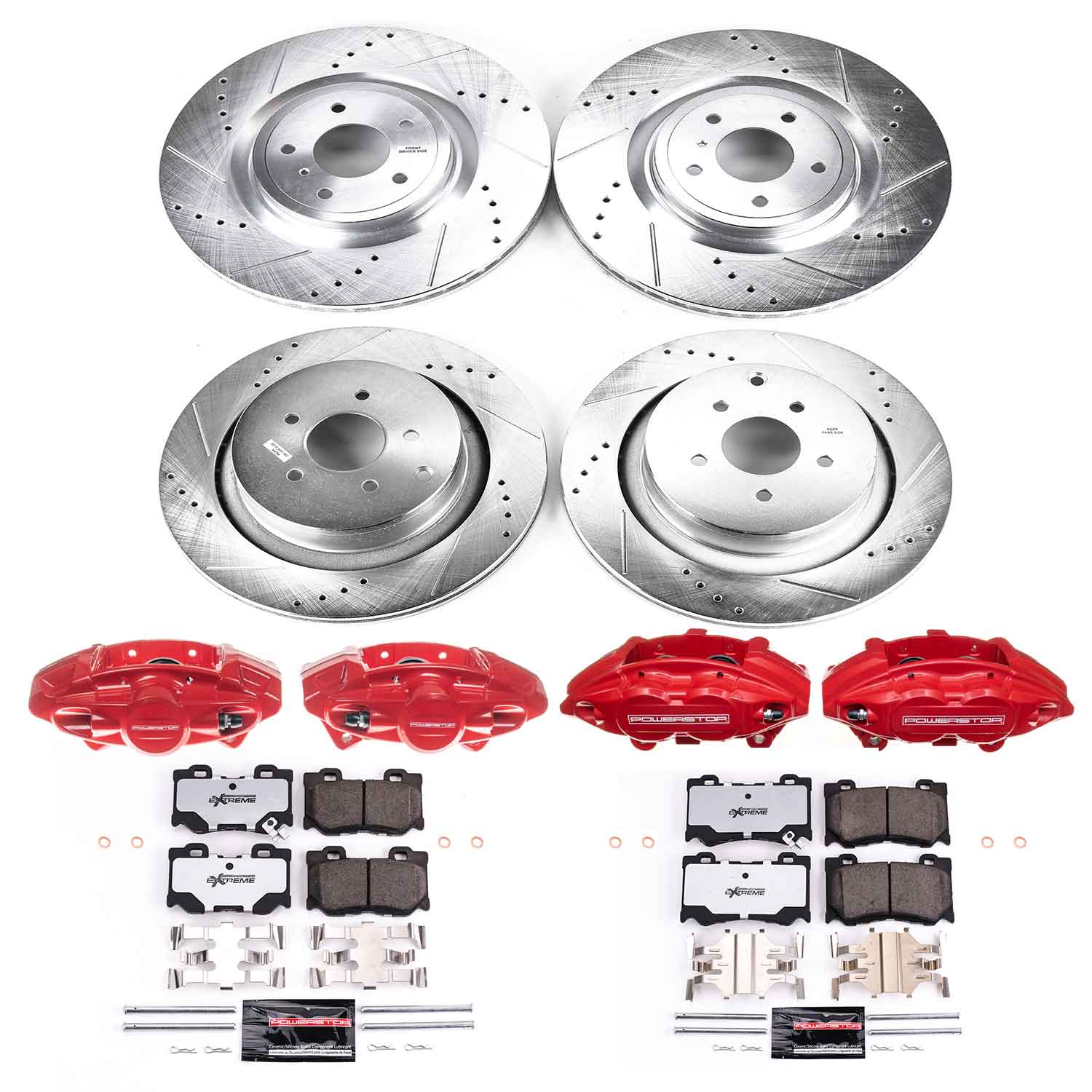 Power Stop KC5823-26 Z26 Street Warrior 1-Click Front And Rear Brake Kit With Calipers for 2009-2022 INFINITI FX50 product image