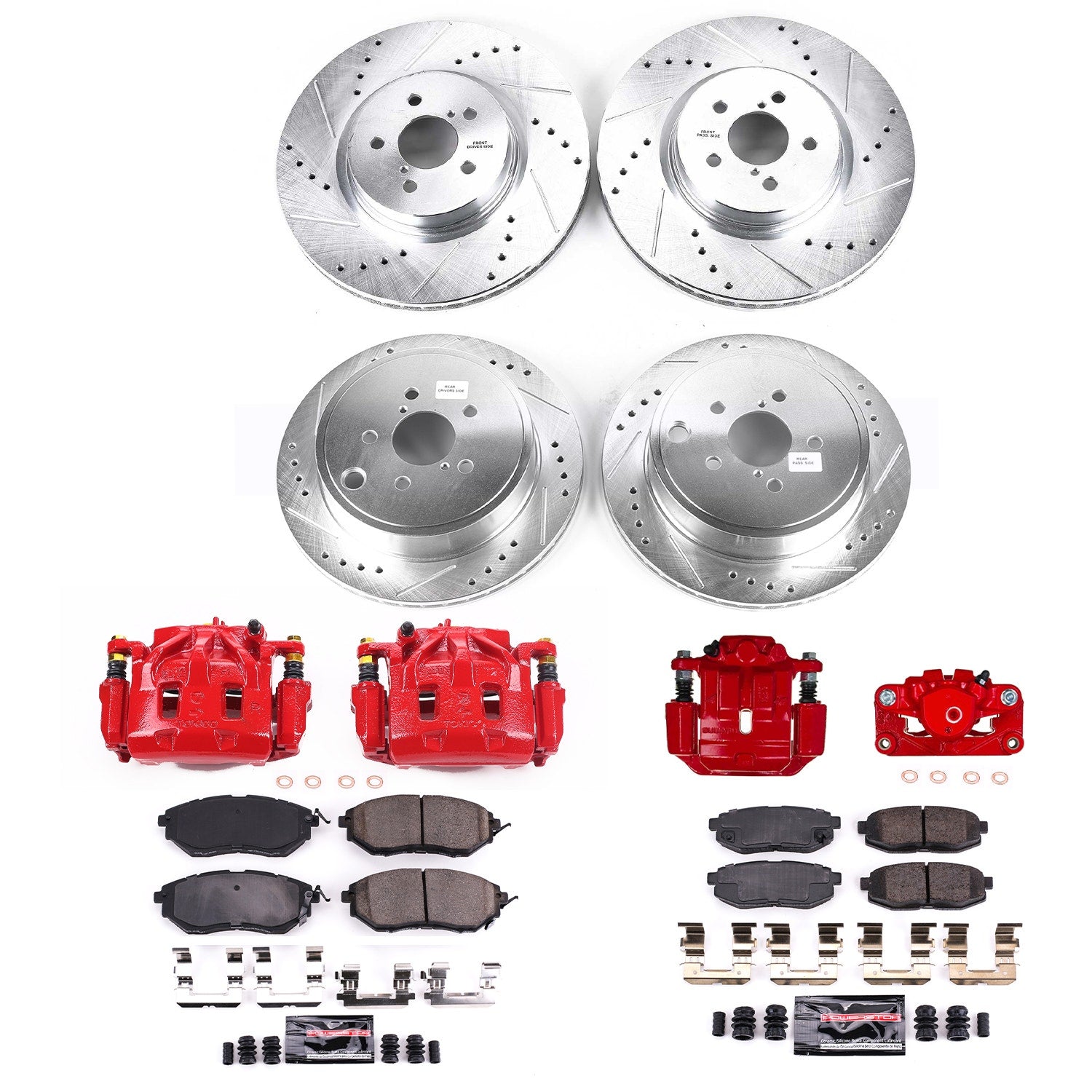 Power Stop KC5830 Front And Rear Z23 Evolution Sport Performance 1-Click Pad And Rotor Kit With Calipers for 2010-2012 Subaru Legacy 2.5GT, 3.6R, 3.6R Limited, 3.6R Premium product image