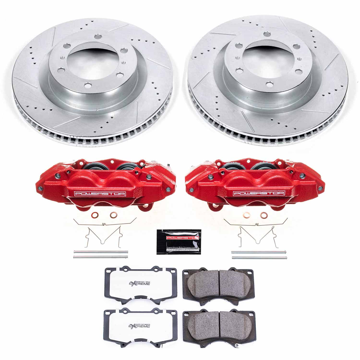 Power Stop KC5873-36 Z36 Extreme Performance Truck And Tow 1-Click Drilled And Slotted Front Brake Kit With Calipers for 2010-2015 Lexus GX460 product image