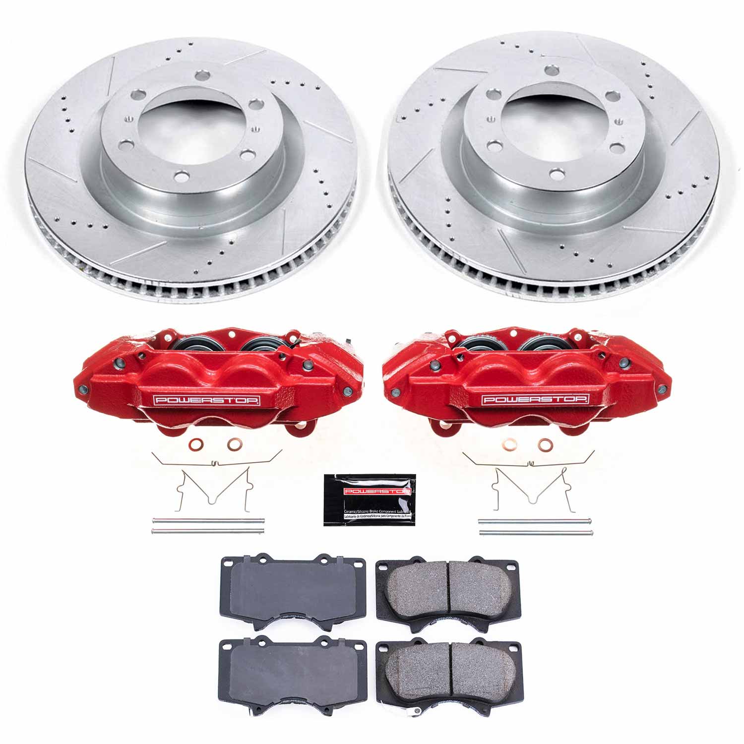 Power Stop KC5873 Z23 Evolution Sport Performance 1-Click Drilled And Slotted Front Brake Kit With Calipers for 2010-2015 Lexus GX460 product image