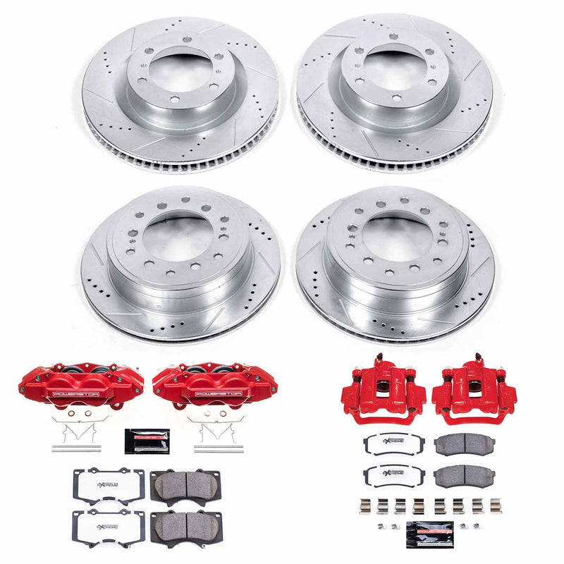 Power Stop KC5874-36 Z36 Extreme Performance Truck And Tow 1-Click Drilled And Slotted Front And Rear Brake Kit With Calipers for 2010-2015 Lexus GX460 product image
