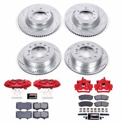 Power Stop KC5874 Z23 Evolution Sport Performance 1-Click Drilled And Slotted Front And Rear Brake Kit With Calipers for 2010-2015 Lexus GX460 product image