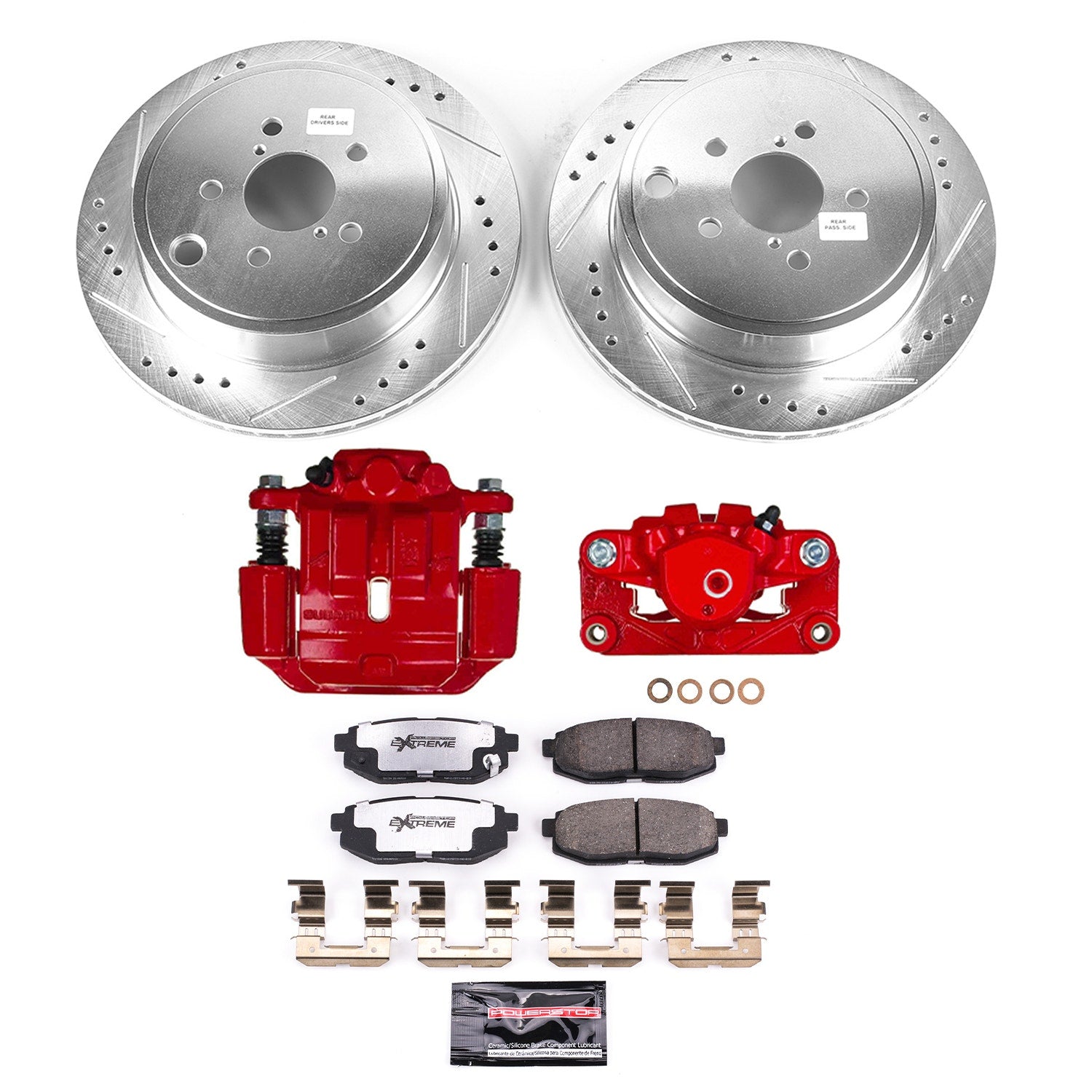 Power Stop KC5883A-26 Rear Z26 Street Warrior 1-Click Pad And Rotor Kit With Calipers for 2010-2012 Subaru Legacy 2.5GT, 3.6R, 3.6R Limited, 3.6R Premium product image