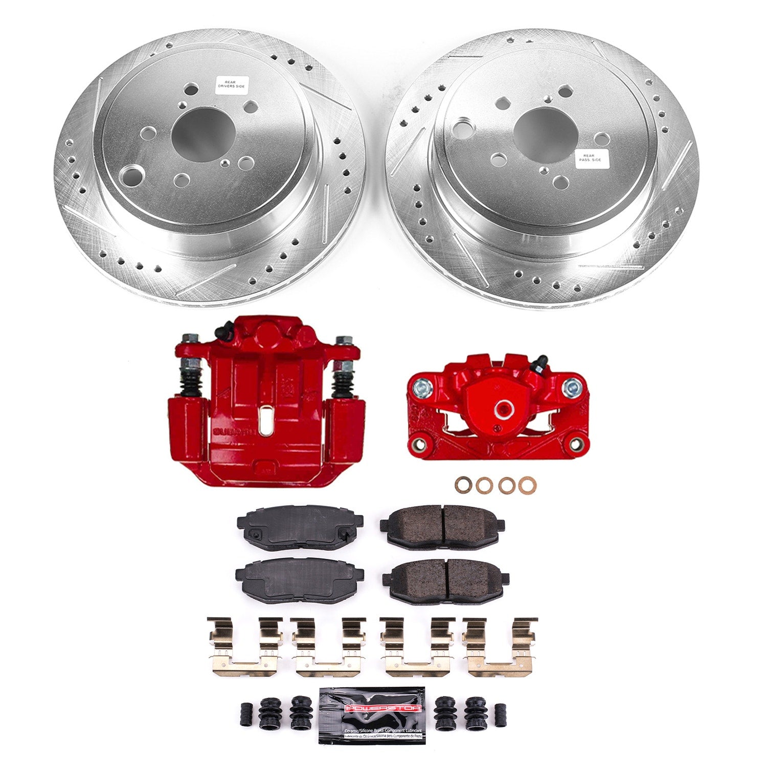Power Stop KC5883A Rear Z23 Evolution Sport Performance 1-Click Pad And Rotor Kit With Calipers for 2010-2012 Subaru Legacy 2.5GT, 3.6R, 3.6R Limited, 3.6R Premium product image