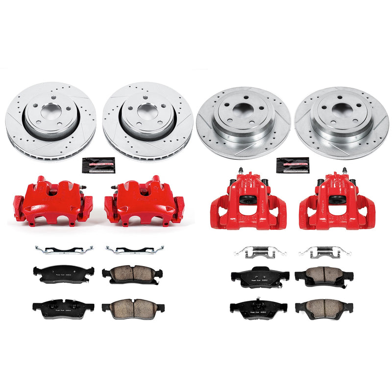 Power Stop KC5952 Z23 Evolution Sport Performance 1-Click Drilled And Slotted Front And Rear Brake Kit With Calipers for 2011-2017 Dodge Durango product image