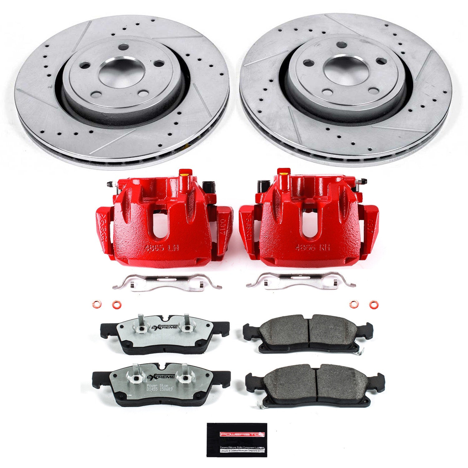 Power Stop KC5954-26 Z26 Extreme Street Warrior 1-Click Drilled And Slotted Front Brake Kit With Calipers for 2011-2017 Dodge Durango product image