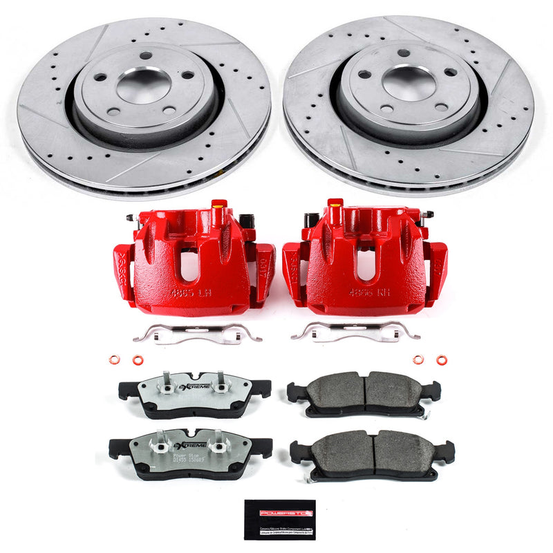 Power Stop KC5954-26 Z26 Extreme Street Warrior 1-Click Drilled And Slotted Front Brake Kit With Calipers for 2011-2017 Dodge Durango product image