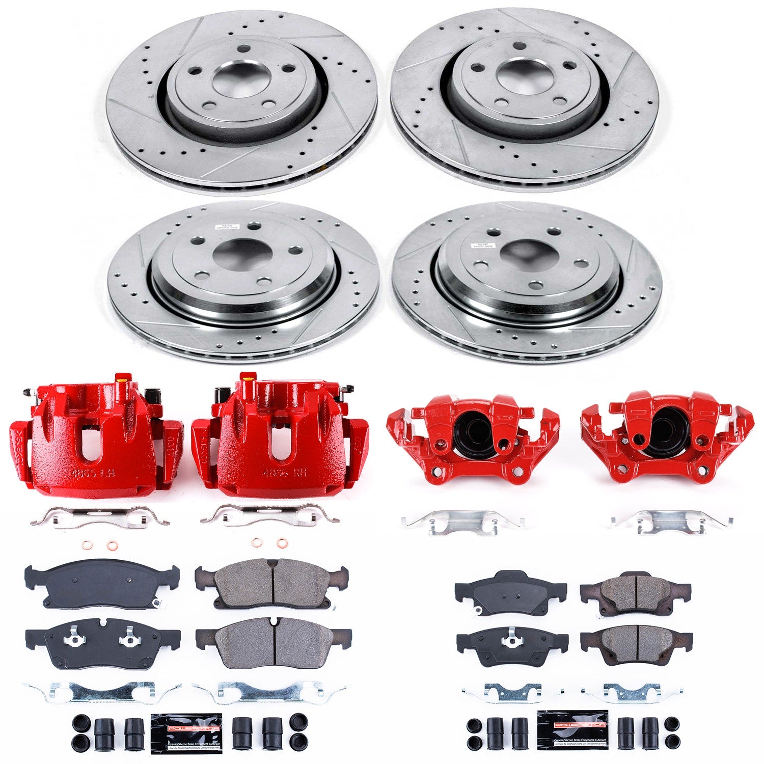 Power Stop KC5955 Z23 Evolution Sport Performance 1-Click Drilled And Slotted Front And Rear Brake Kit With Calipers for 2011-2017 Dodge Durango product image