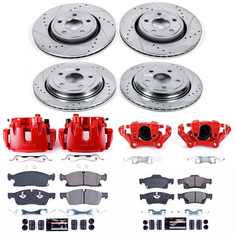 Power Stop KC5955 Z23 Evolution Sport Performance 1-Click Drilled And Slotted Front And Rear Brake Kit With Calipers for 2011-2017 Dodge Durango product image